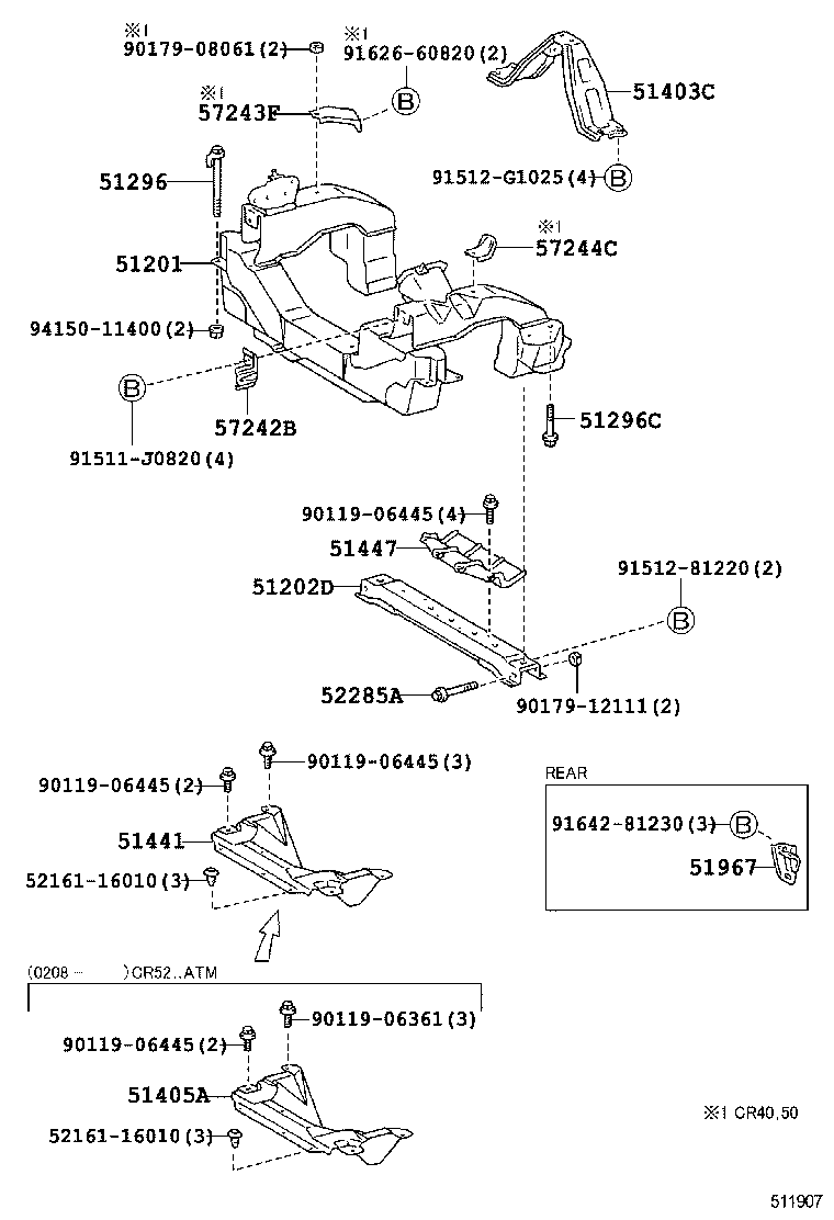 51202-28030 CROSSMENBER SUB-ASSY, FRONT SUSPENSION, LOWER product image