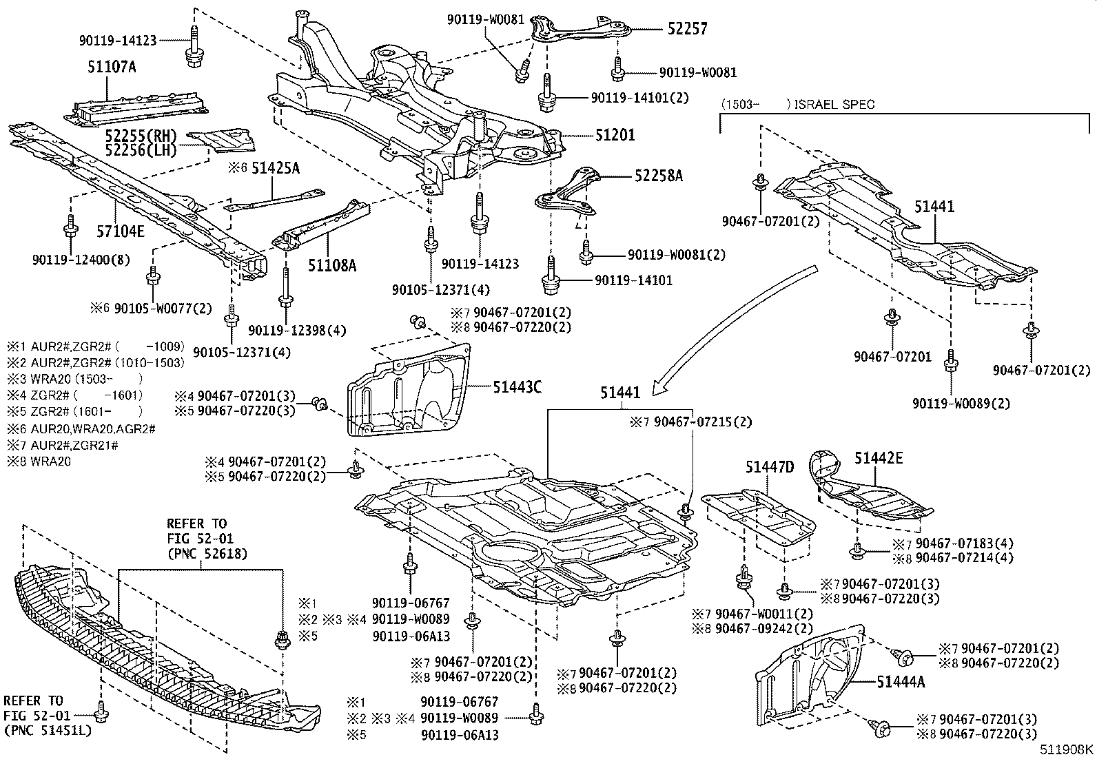 52258-02031 BRACE, FRONT SUSPENSION MEMBER, REAR LH product image