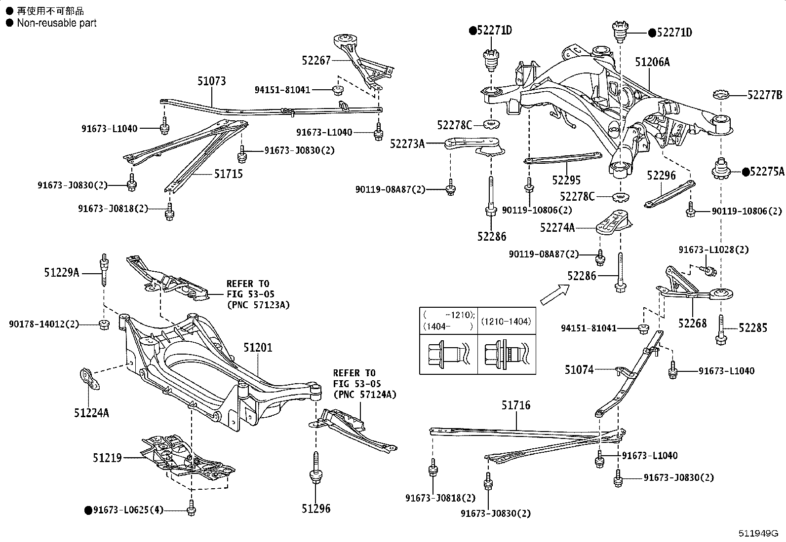 51071-53010 BRACKET SUB-ASSY, REAR BODY MOUNTING, NO.2 RH product image