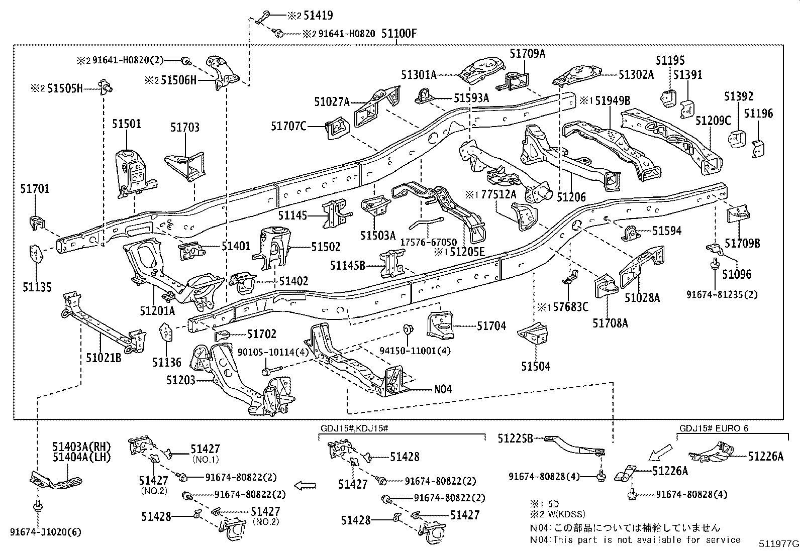 51027-60010 BRACKET SUB-ASSY, FRAME NO.4 CROSSMEMBER, RH product image