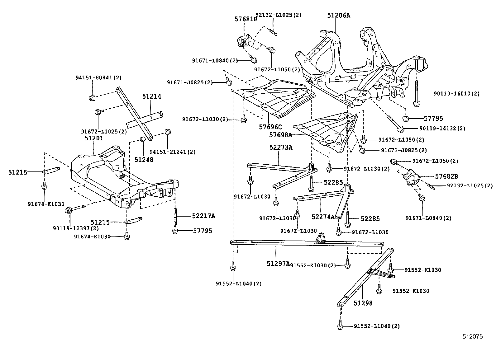 51206-77010 MEMBER SUB-ASSY, REAR SUSPENSION product image