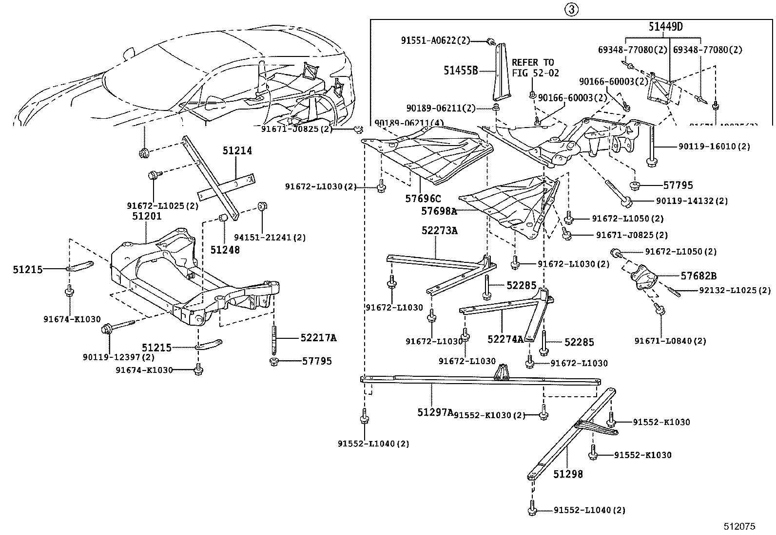51206-77010 MEMBER SUB-ASSY, REAR SUSPENSION product image