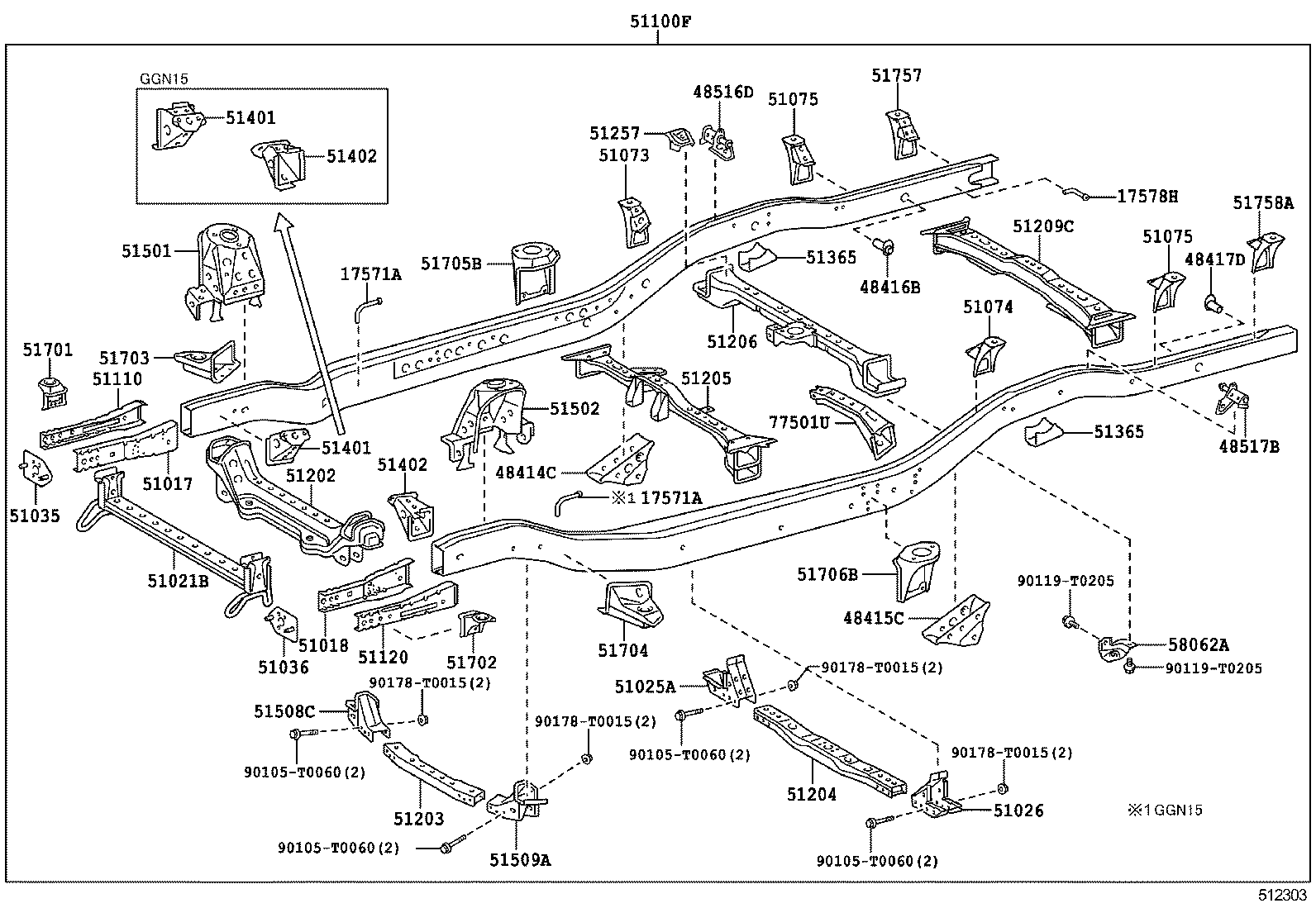 51001-0KF80 FRAME SUB-ASSY product image
