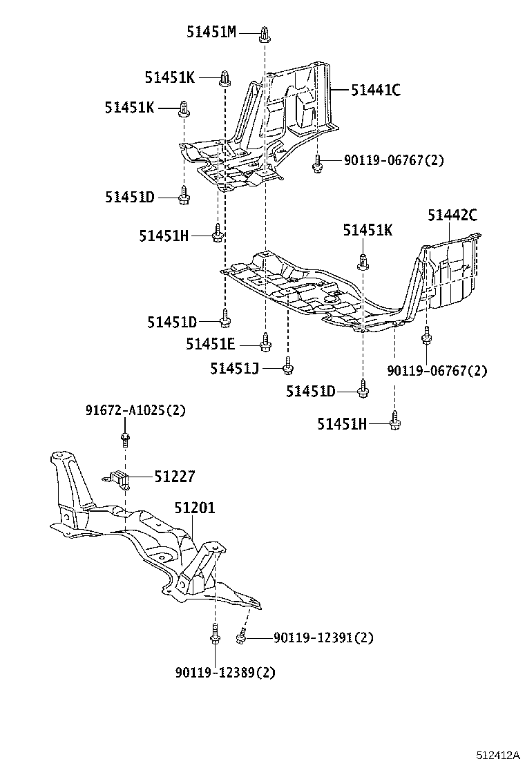 51410-52062 COVER ASSY, ENGINE UNDER product image