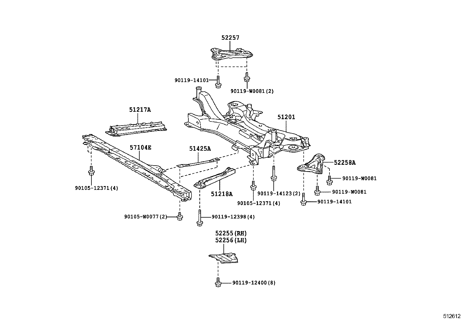 51107-02010 REINFORCEMENT, FRONT SUSPENSION MEMBER, RH product image