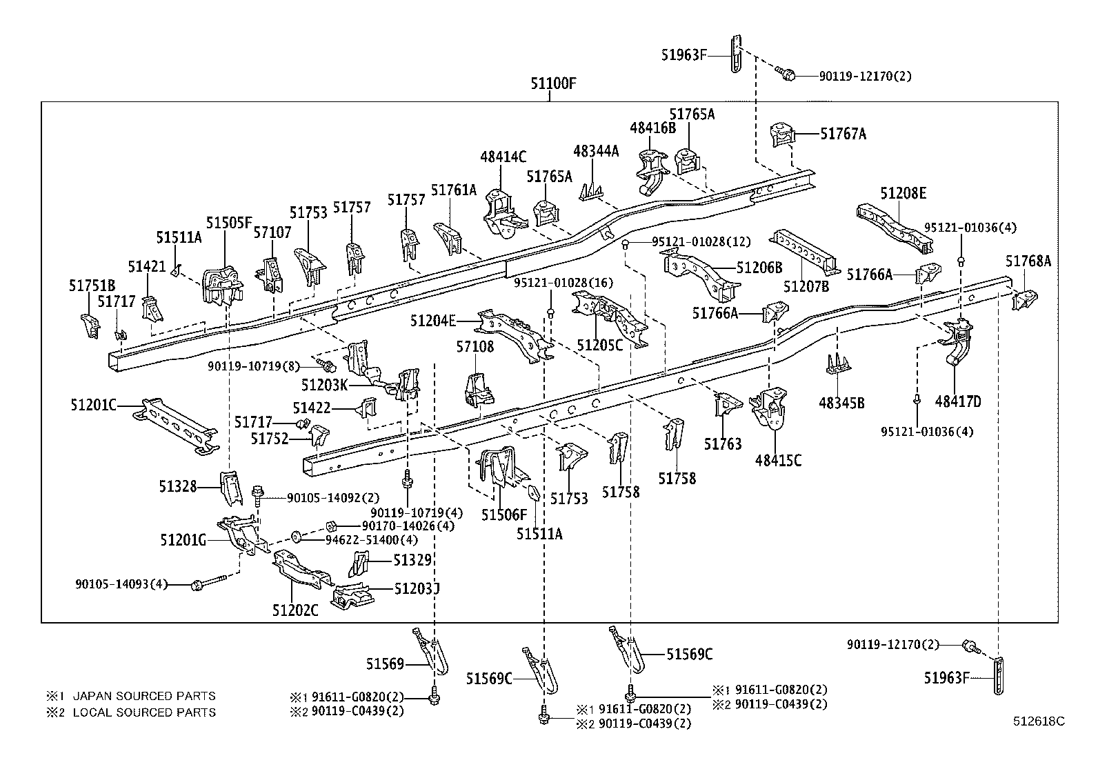51202-0S010 CROSSMEMBER SUB-ASSY, FRONT SUSPENSION, LOWER product image