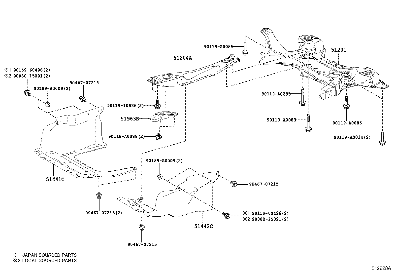51204-02080 MEMBER SUB-ASSY, ENGINE MOUNTING, CENTER product image