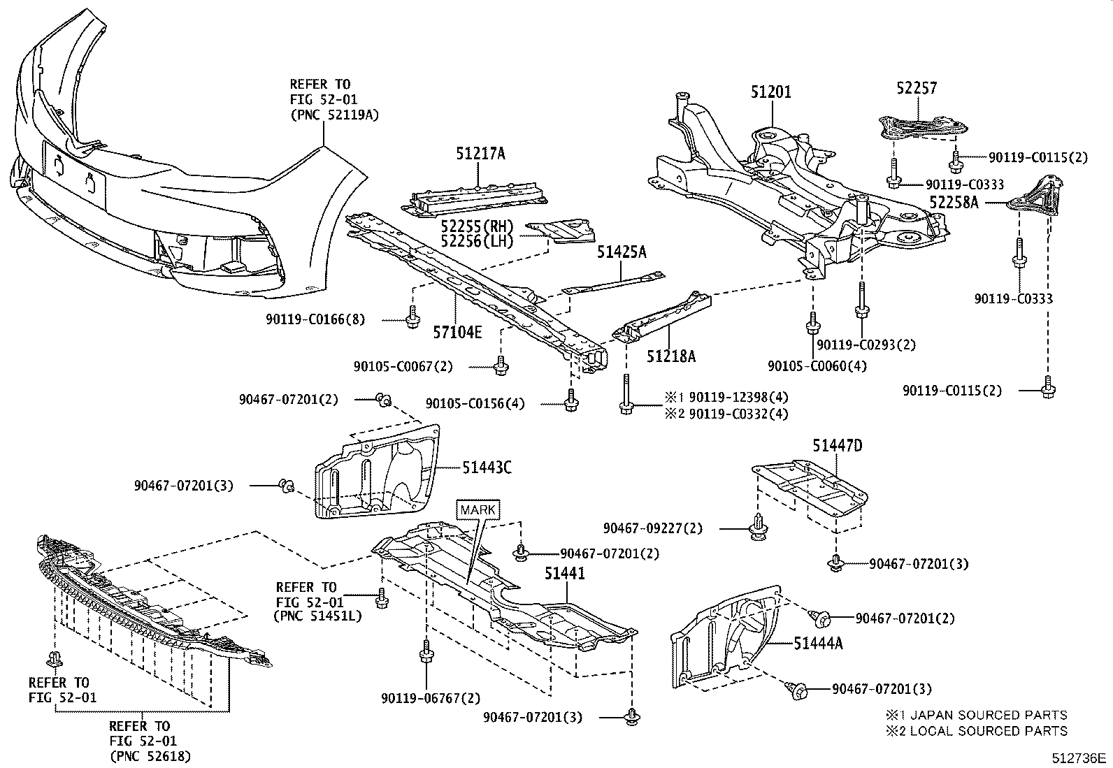52257-02080 BRACE, FRONT SUSPENSION MEMBER, REAR RH product image