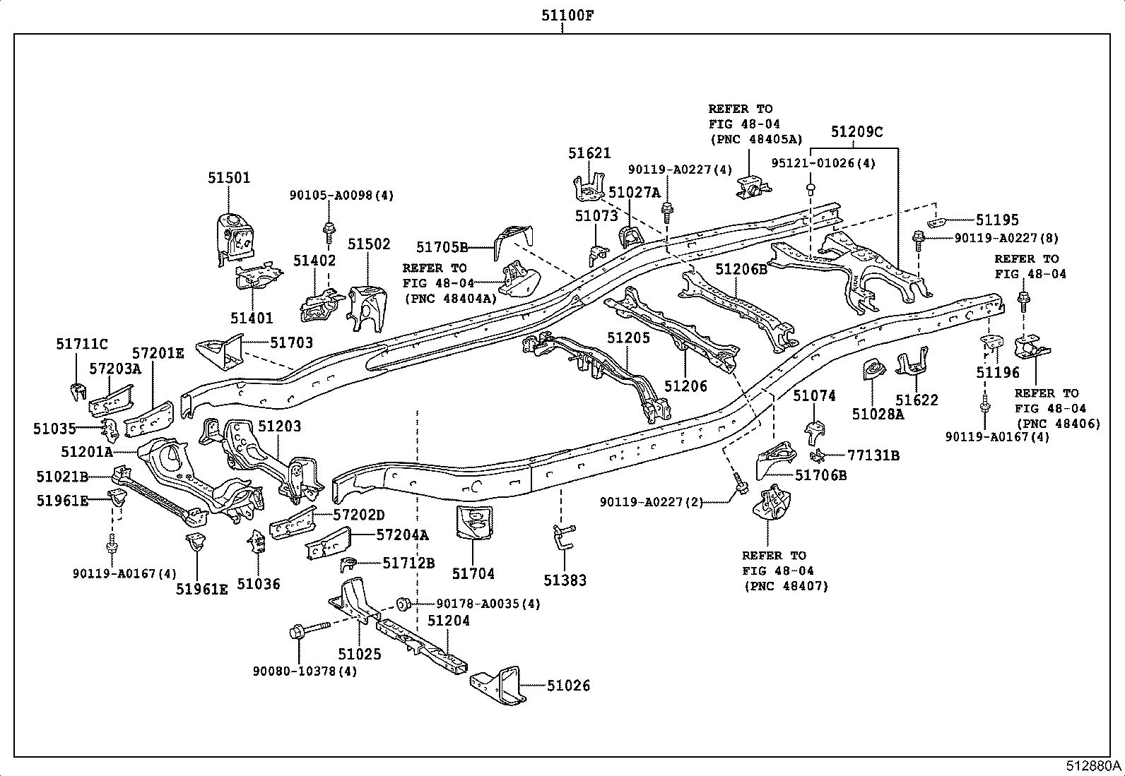 51074-0C010 BRACKET SUB-ASSY, REAR BODY MOUNTING, NO.2 LH product image