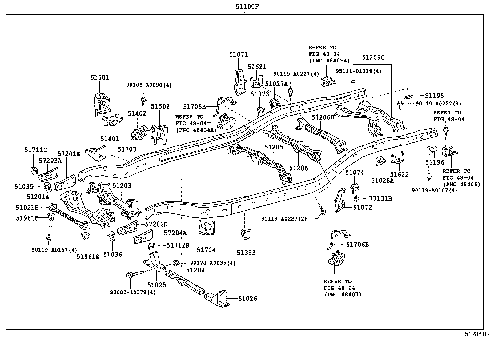 51074-0C010 BRACKET SUB-ASSY, REAR BODY MOUNTING, NO.2 LH product image