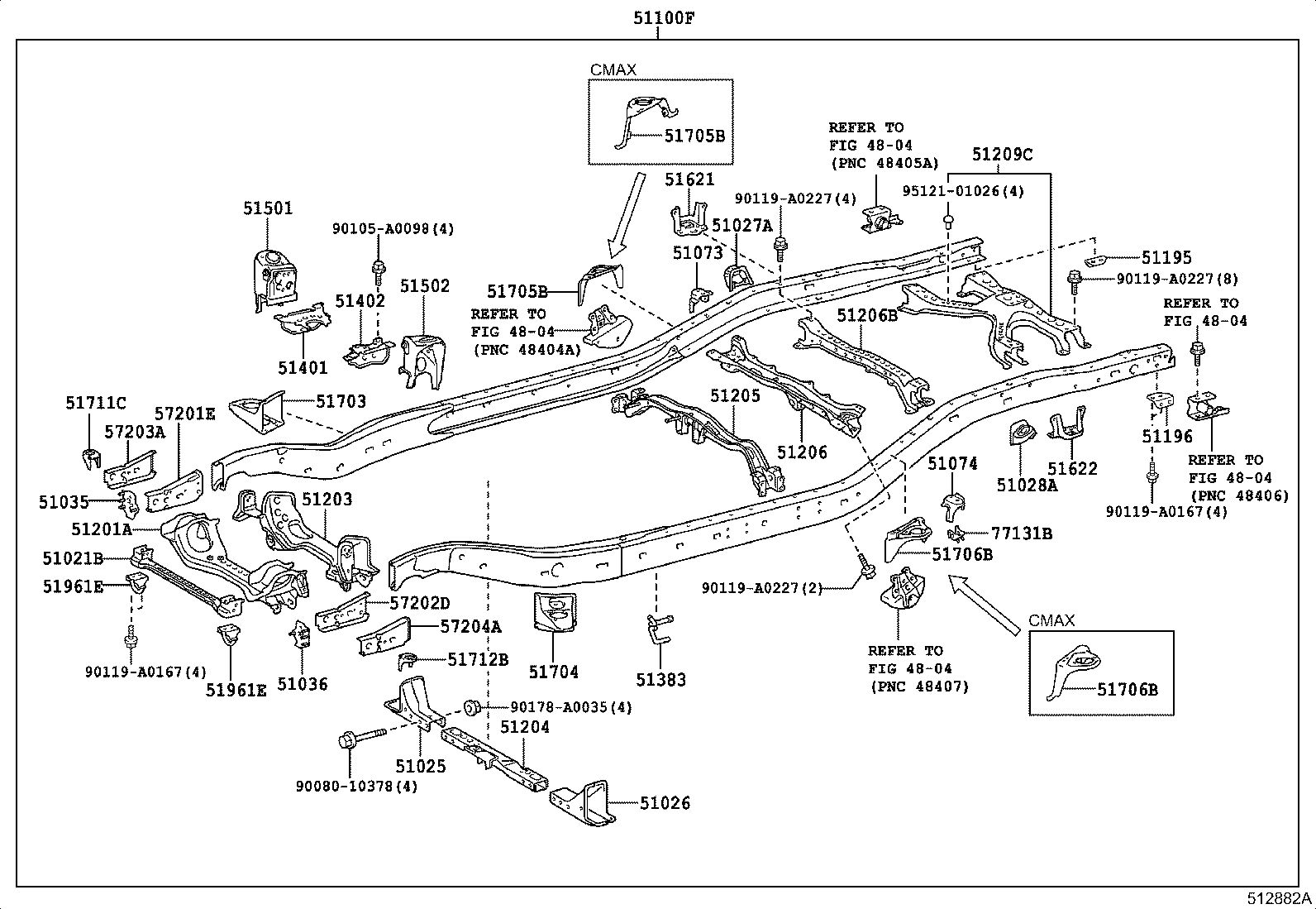 51074-0C010 BRACKET SUB-ASSY, REAR BODY MOUNTING, NO.2 LH product image