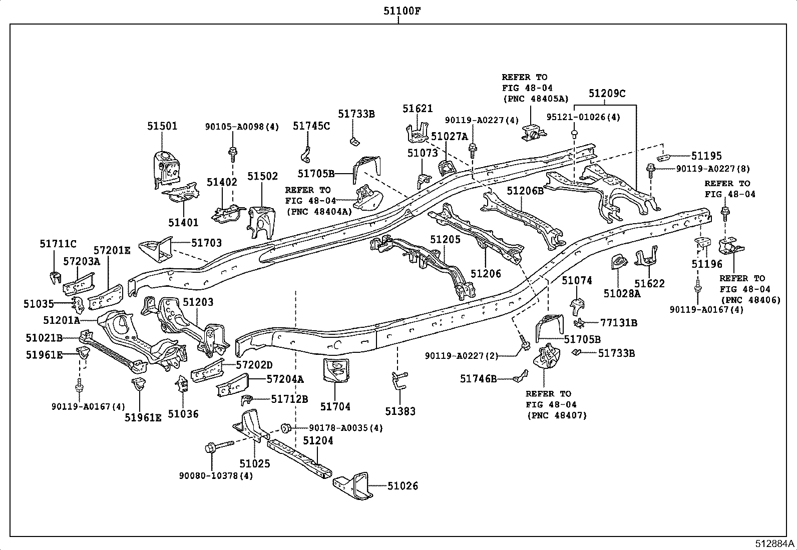 51074-0C010 BRACKET SUB-ASSY, REAR BODY MOUNTING, NO.2 LH product image