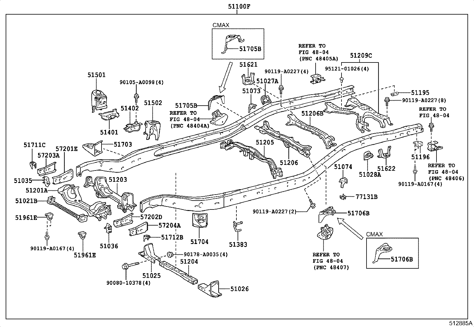 51074-0C010 BRACKET SUB-ASSY, REAR BODY MOUNTING, NO.2 LH product image
