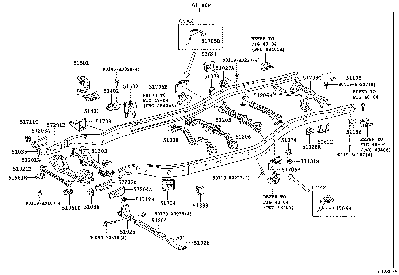 51074-0C010 BRACKET SUB-ASSY, REAR BODY MOUNTING, NO.2 LH product image