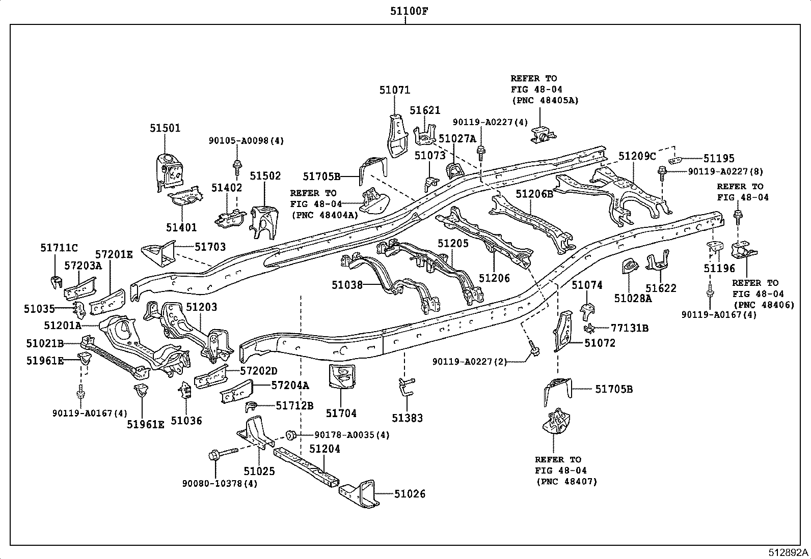 51074-0C010 BRACKET SUB-ASSY, REAR BODY MOUNTING, NO.2 LH product image