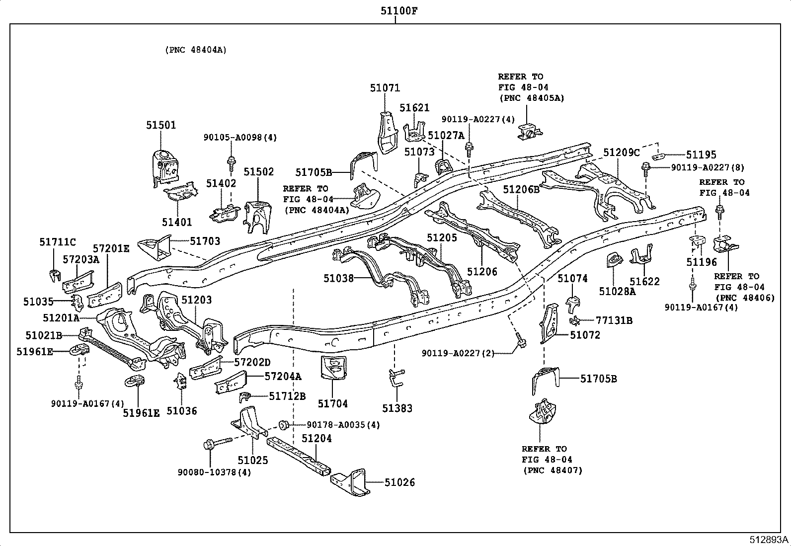 51074-0C010 BRACKET SUB-ASSY, REAR BODY MOUNTING, NO.2 LH product image