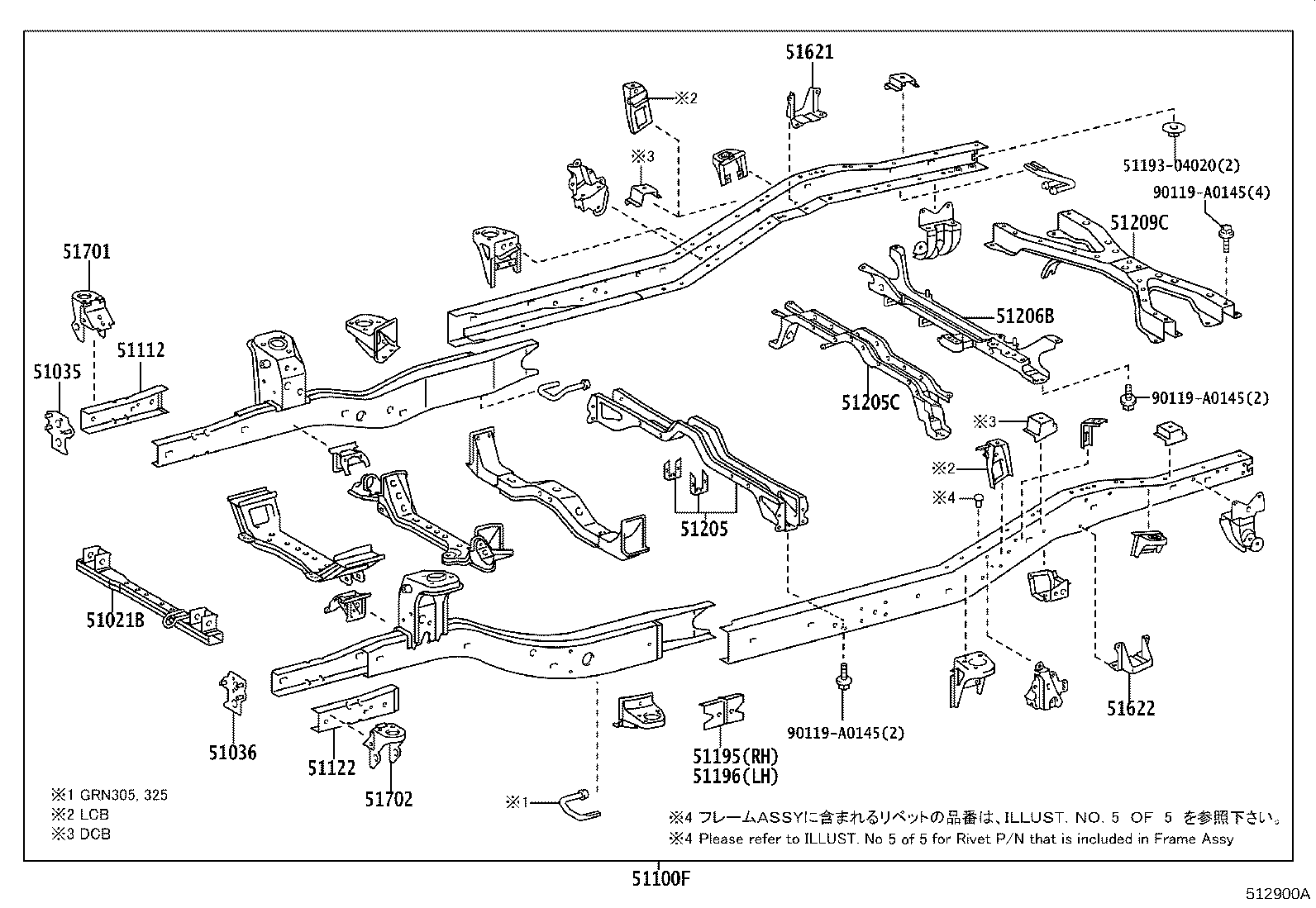 51035-04010 PLATE SUB-ASSY, FRAME SIDE RAIL, RH product image