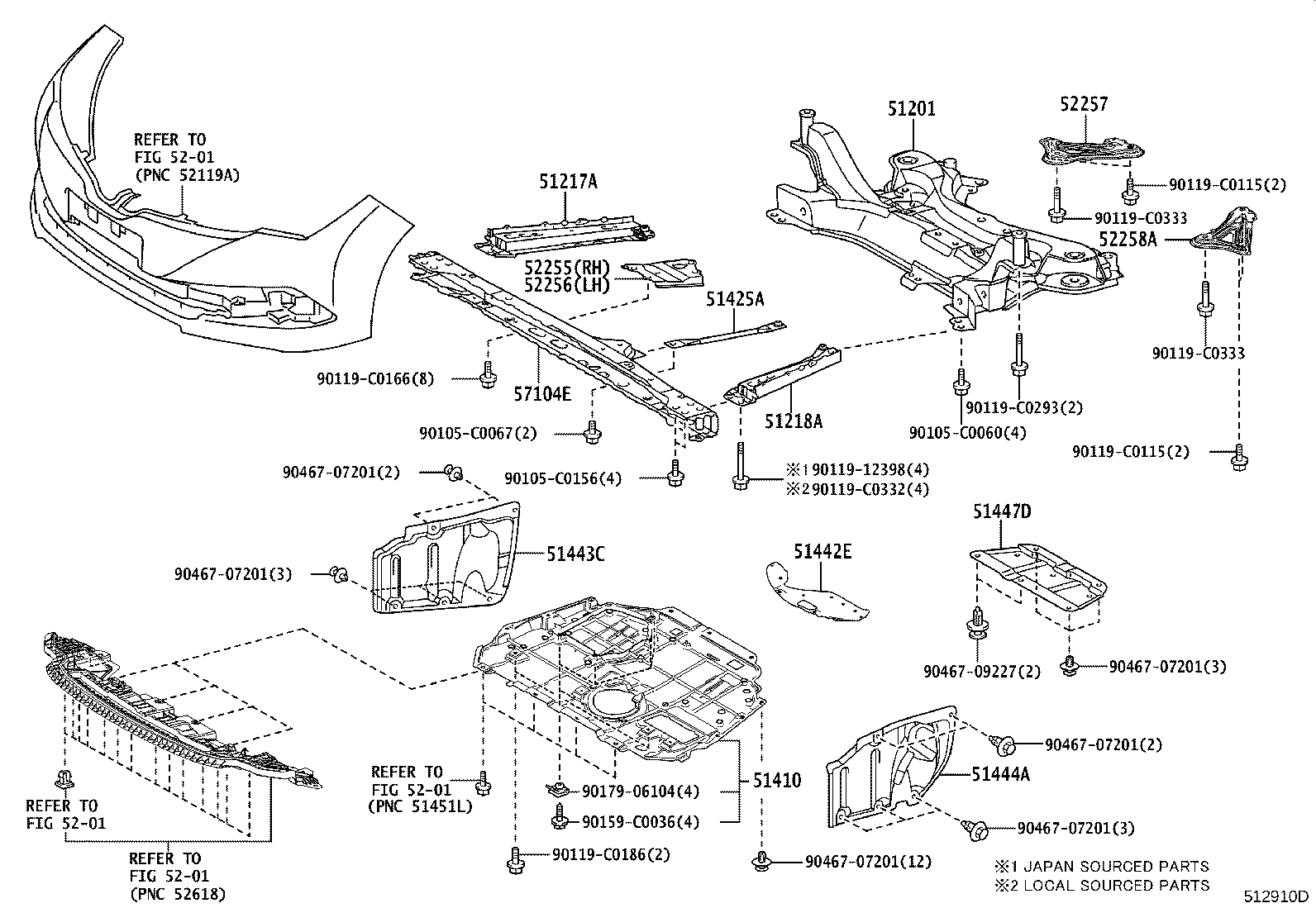 52257-02080 BRACE, FRONT SUSPENSION MEMBER, REAR RH product image