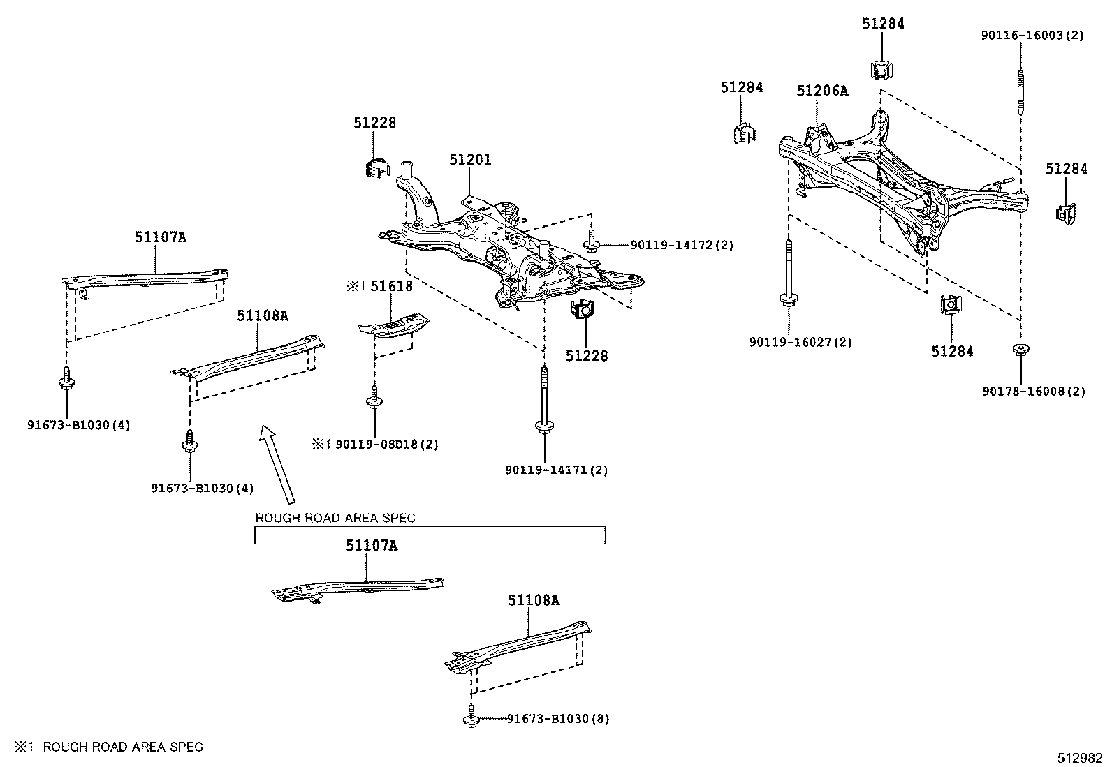 51206-47013 MEMBER SUB-ASSY, REAR SUSPENSION product image