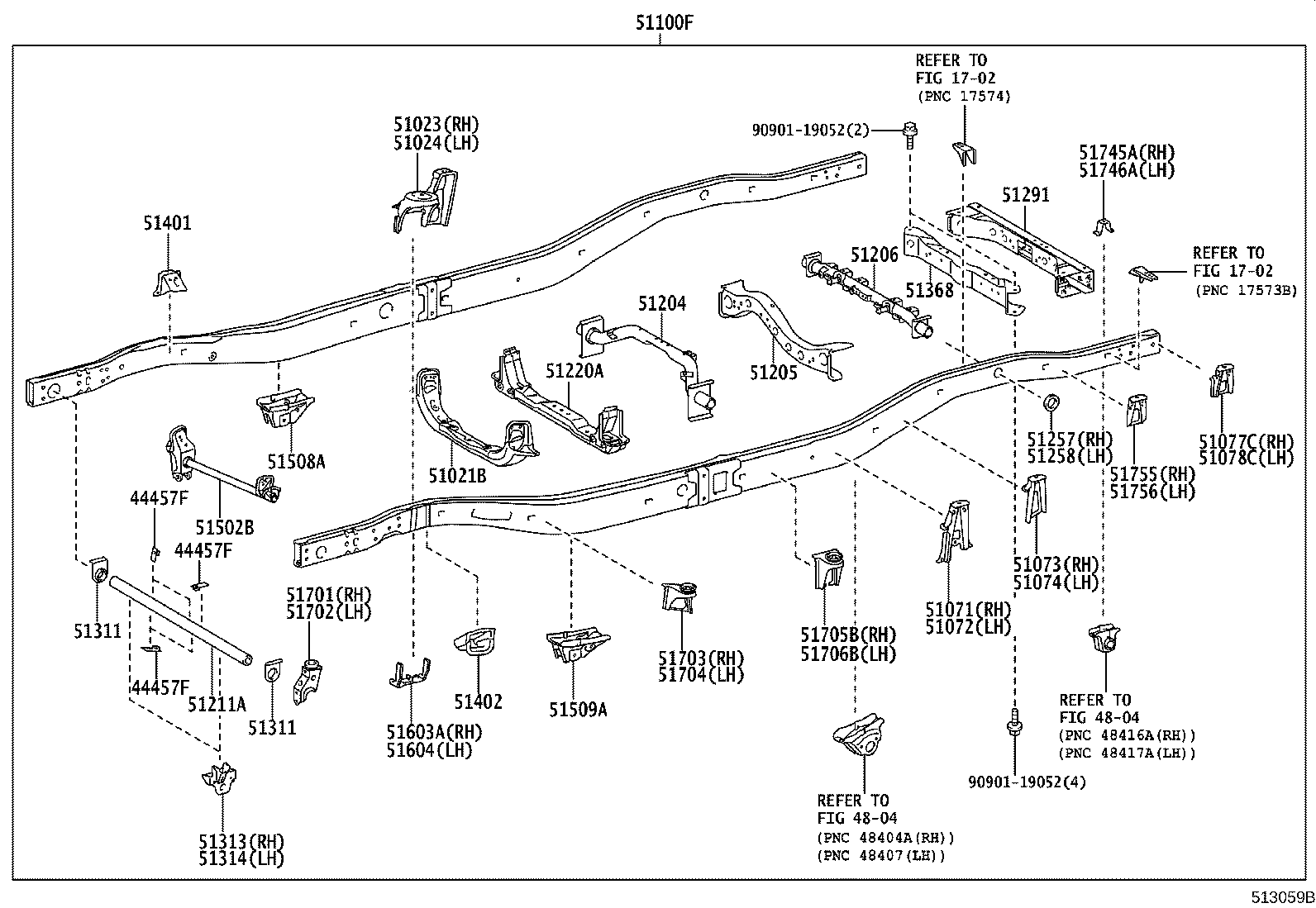51073-60010 BRACKET SUB-ASSY, REAR BODY MOUNTING, NO.2 RH product image