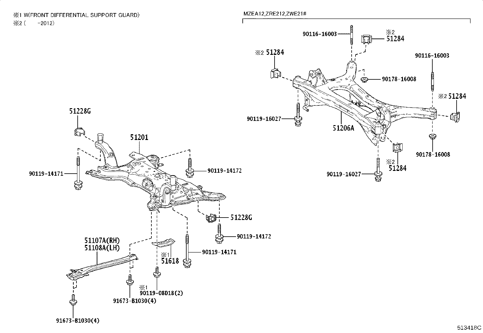 51206-12200 MEMBER SUB-ASSY, REAR SUSPENSION product image