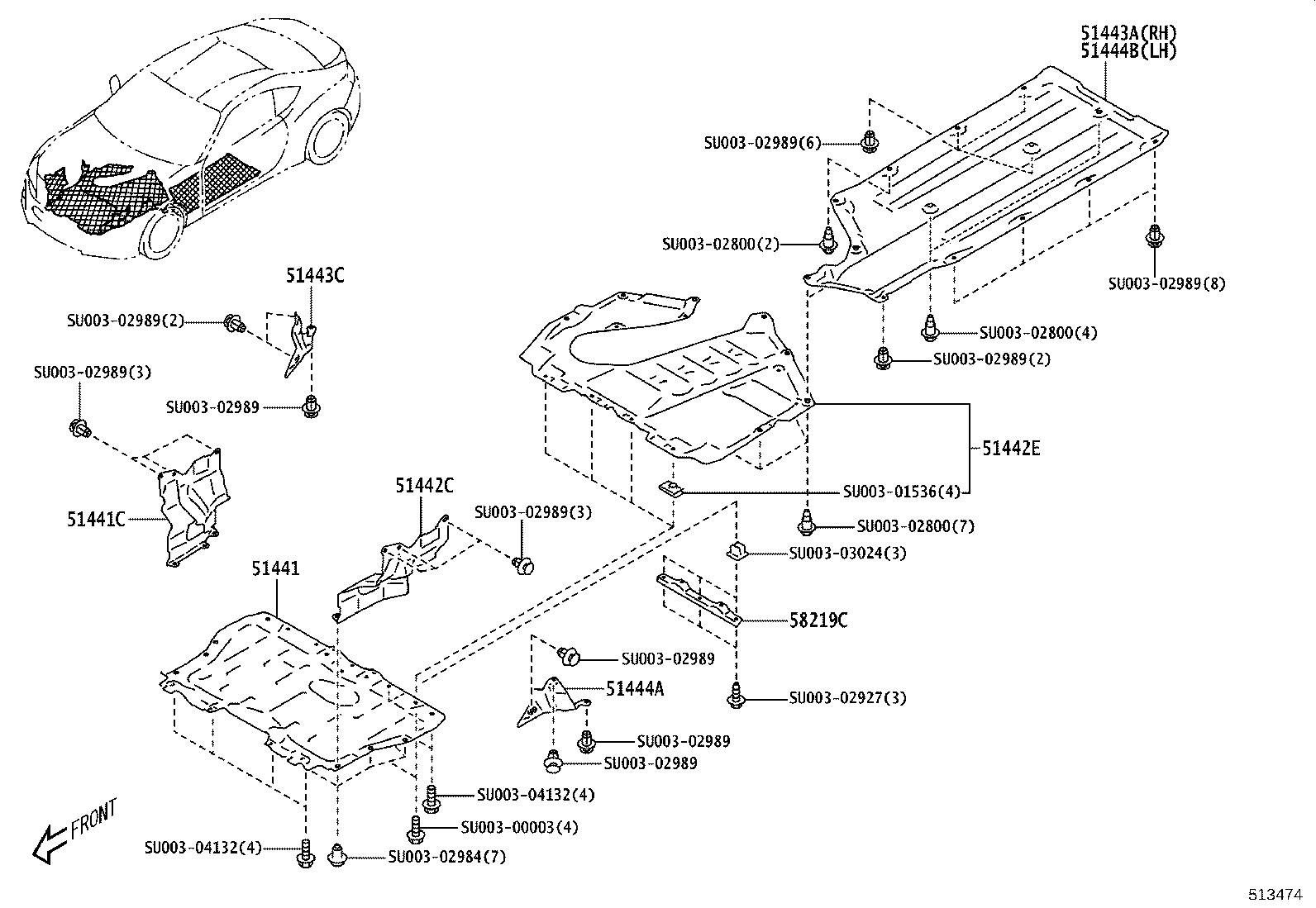 SU003-08339 COVER, ENGINE UNDER, REAR LH product image