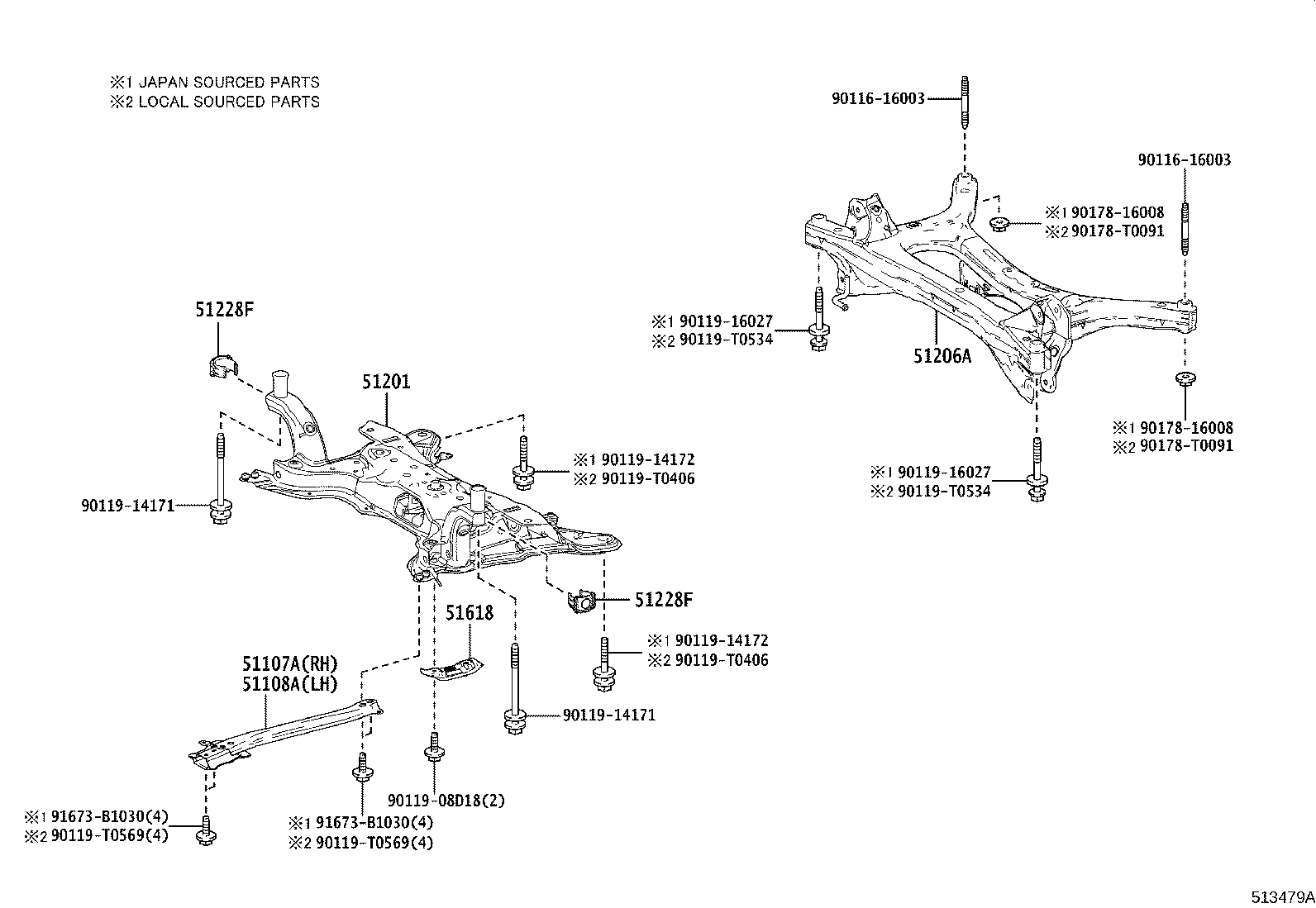 51206-02110 MEMBER SUB-ASSY, REAR SUSPENSION product image