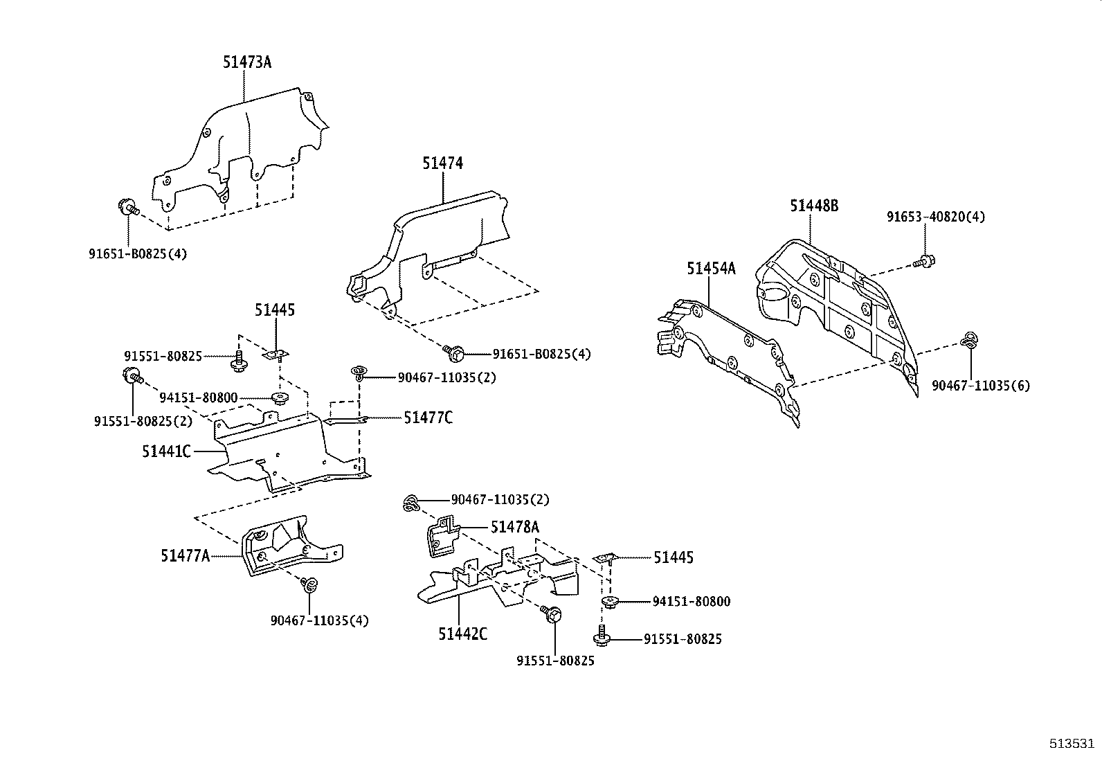 51478-37210 SILENCER, ENGINE UNDER COVER, LH product image