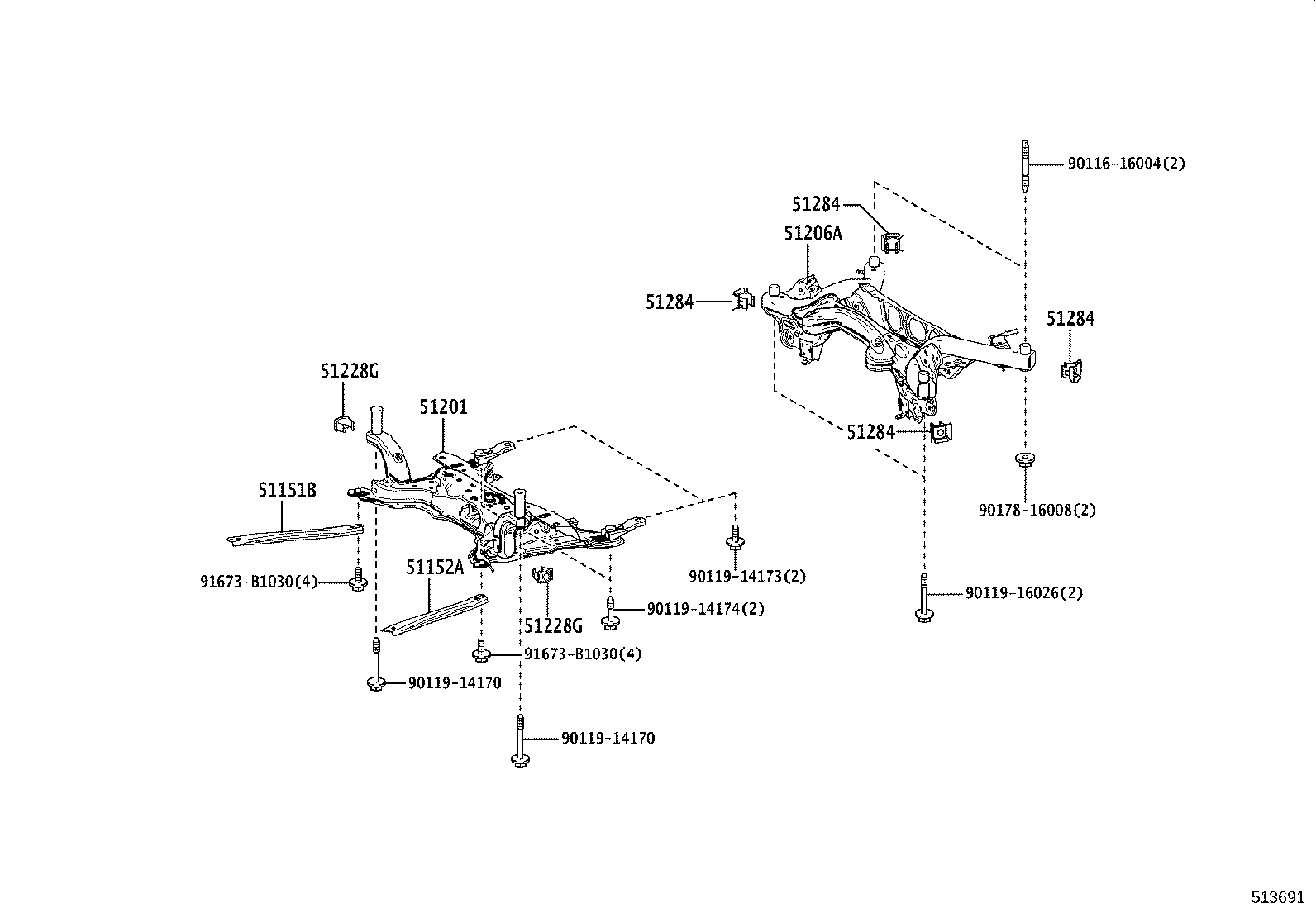 51206-10020 MEMBER SUB-ASSY, REAR SUSPENSION product image
