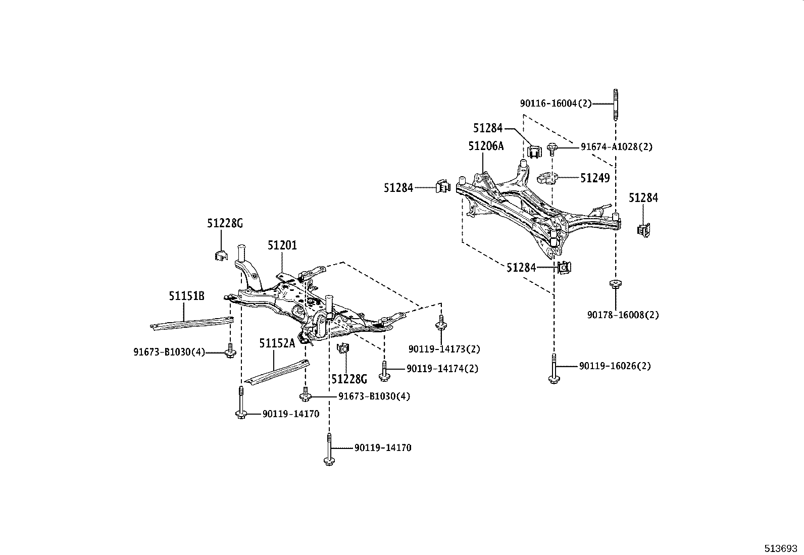 51206-10020 MEMBER SUB-ASSY, REAR SUSPENSION product image