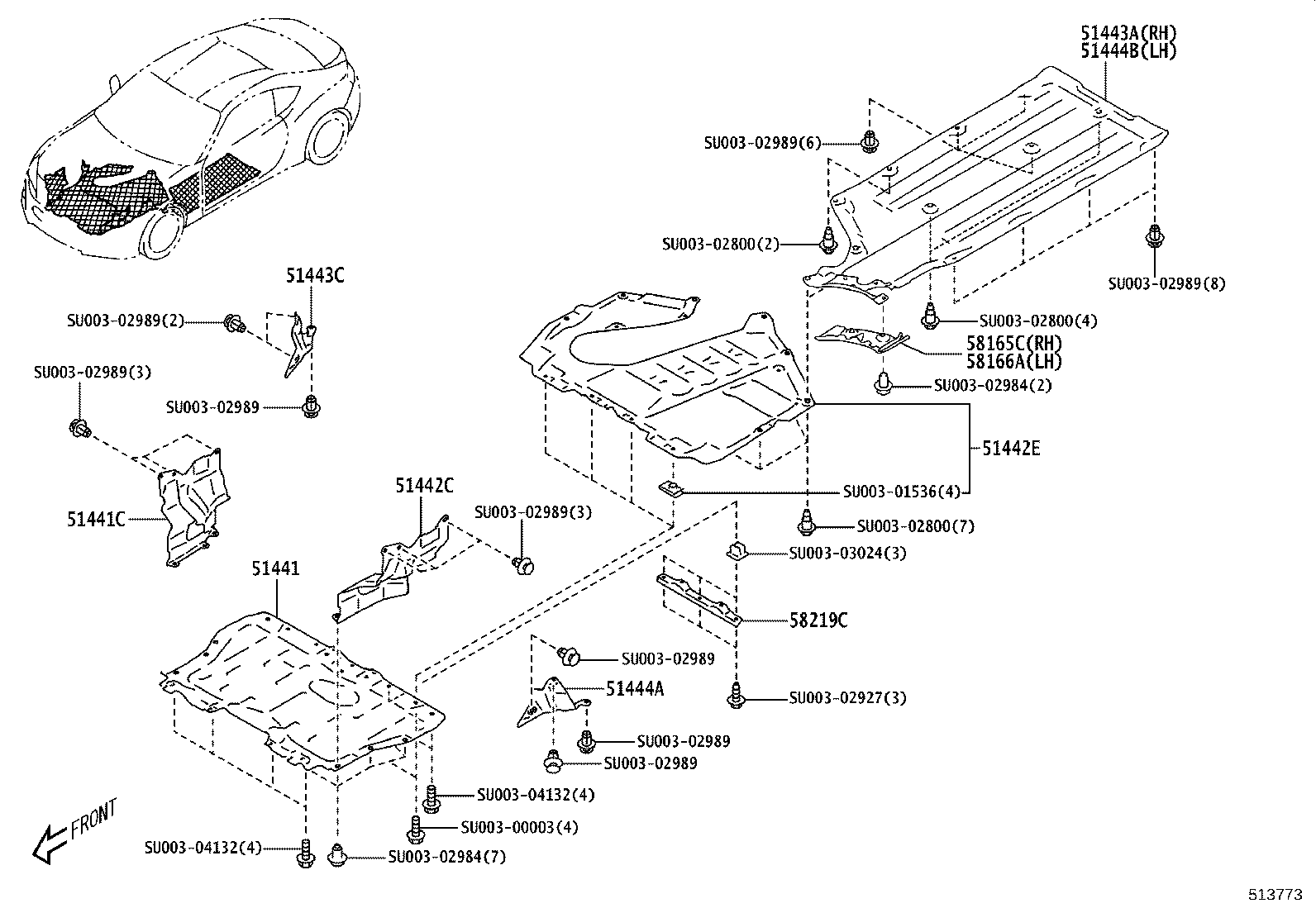 SU003-08339 COVER, ENGINE UNDER, REAR LH product image