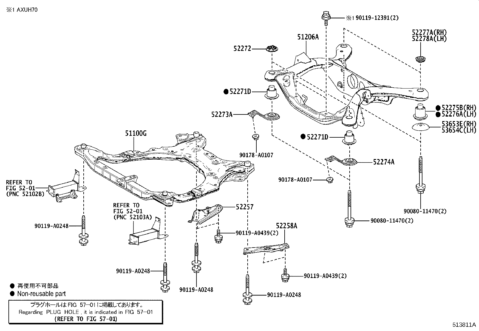 52258-0R040 BRACE, FRONT SUSPENSION MEMBER, REAR LH product image