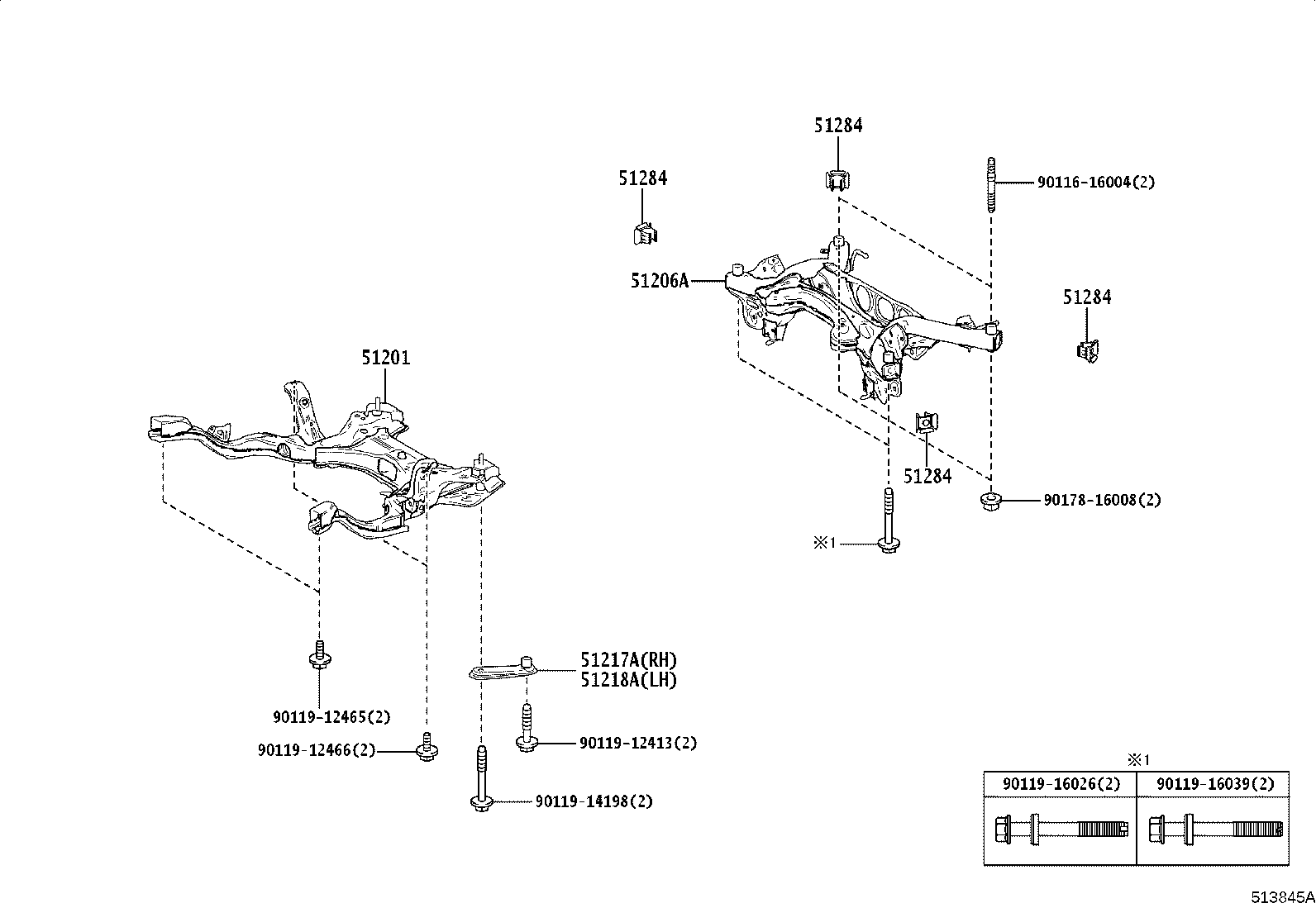 51206-52020 MEMBER SUB-ASSY, REAR SUSPENSION product image