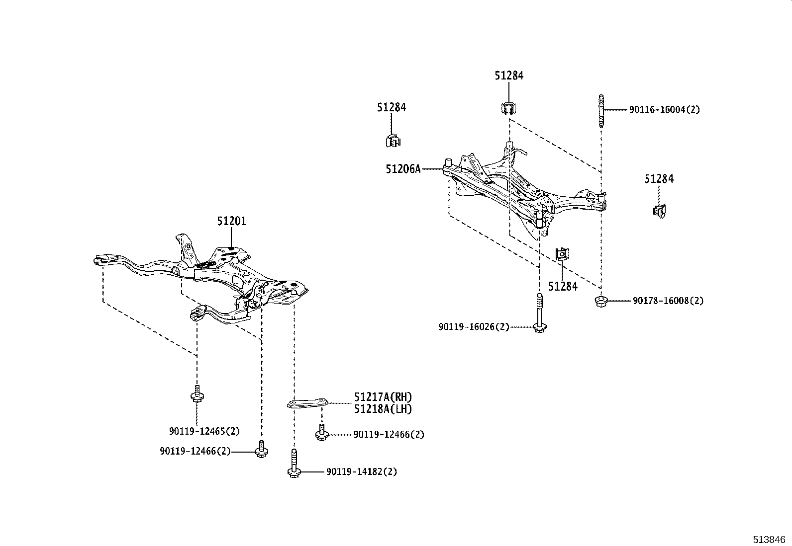 51206-52010 MEMBER SUB-ASSY, REAR SUSPENSION product image