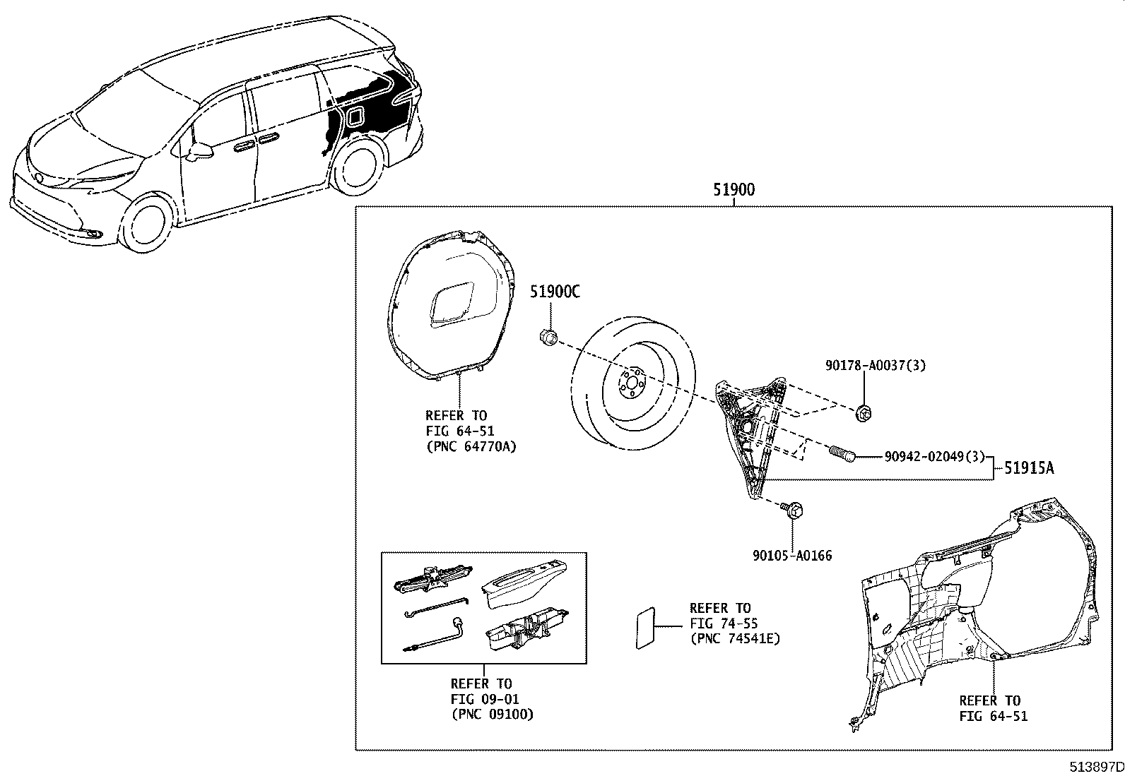 51900-08071-C2 CARRIER ASSY, SPARE WHEEL product image