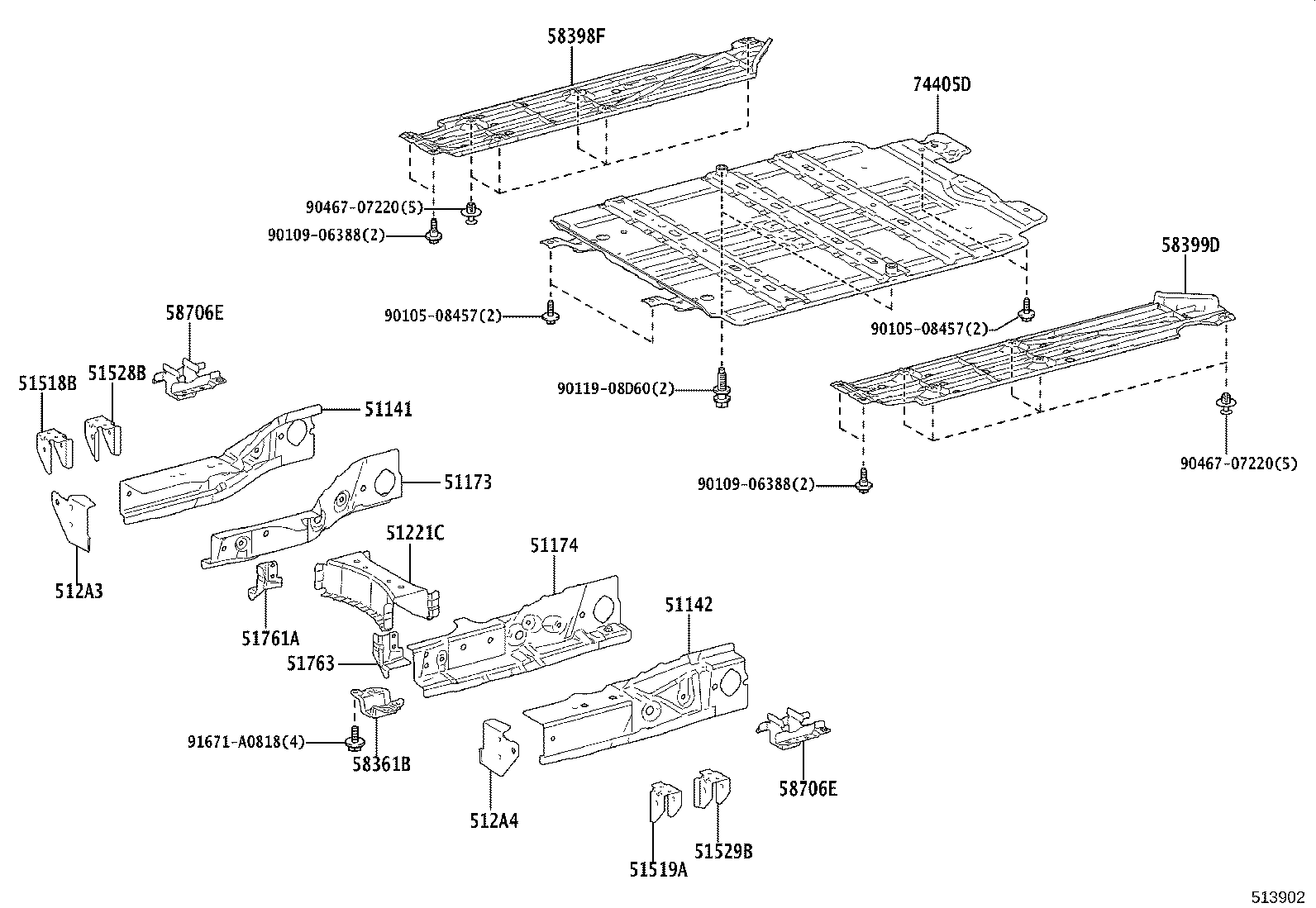 51762-55010 BRACKET, BODY SUPPORT, NO.5 LH product image