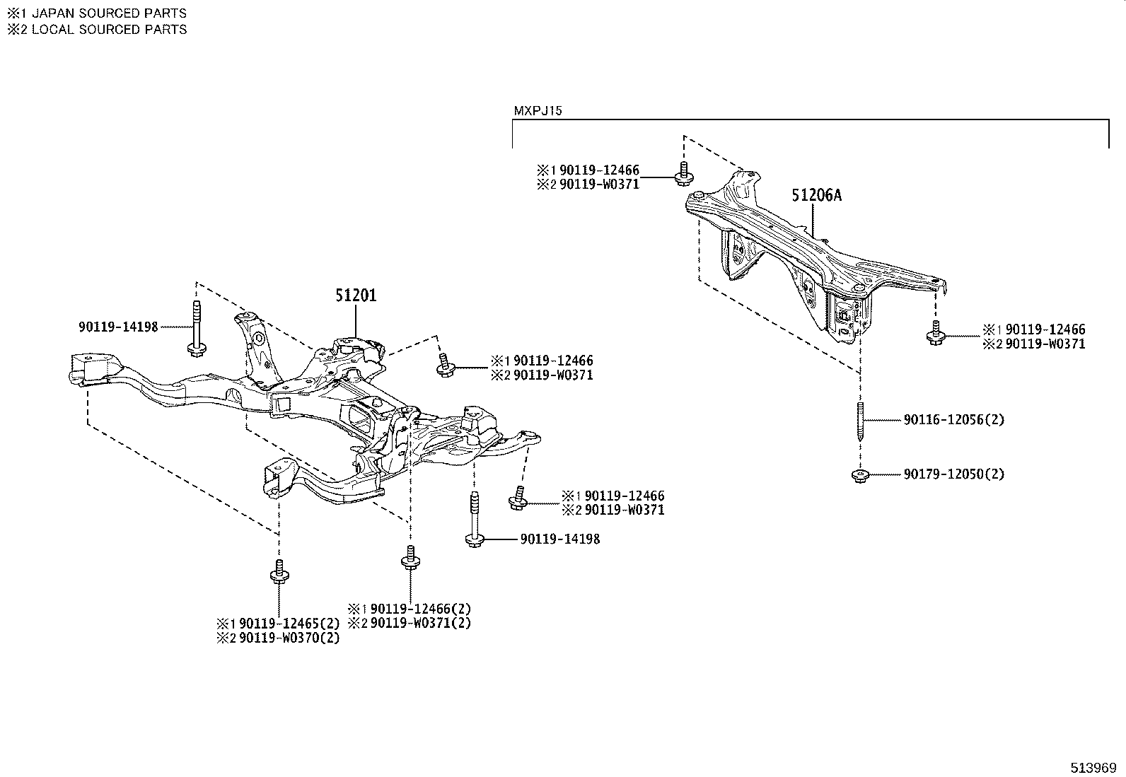 51206-K0020 MEMBER SUB-ASSY, REAR SUSPENSION product image