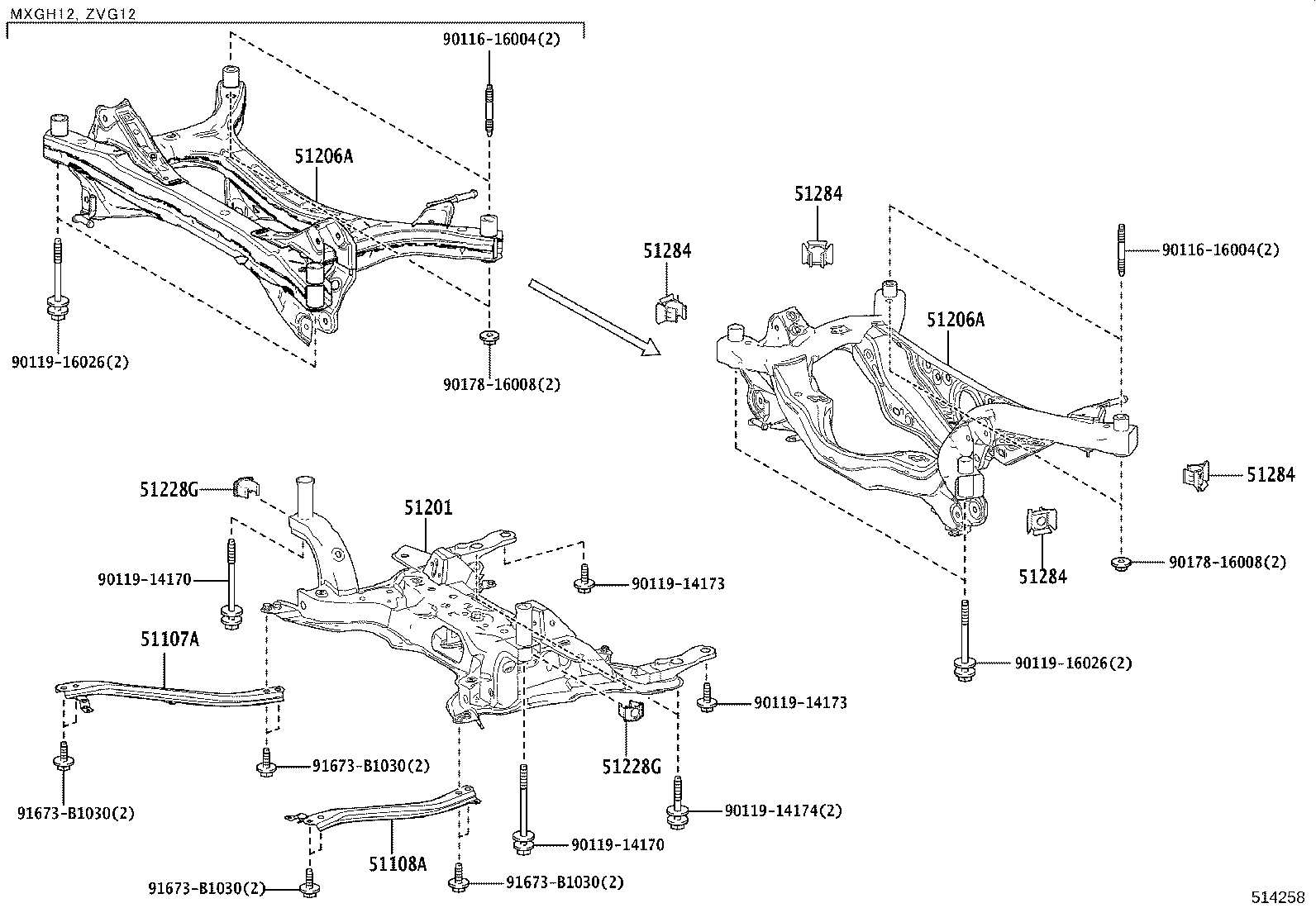 51108-12040 REINFORCEMENT SUB-ASSY, SIDE RAIL, REAR LH product image