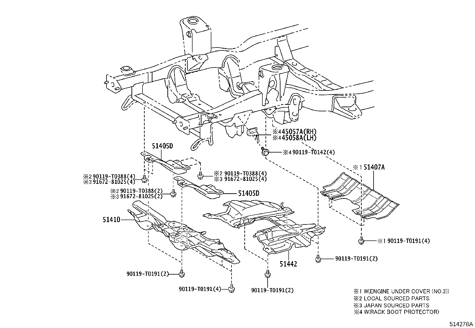 45543-0K040 PROTECTOR SUB-ASSY, RACK BOOT, NO.1 RH product image