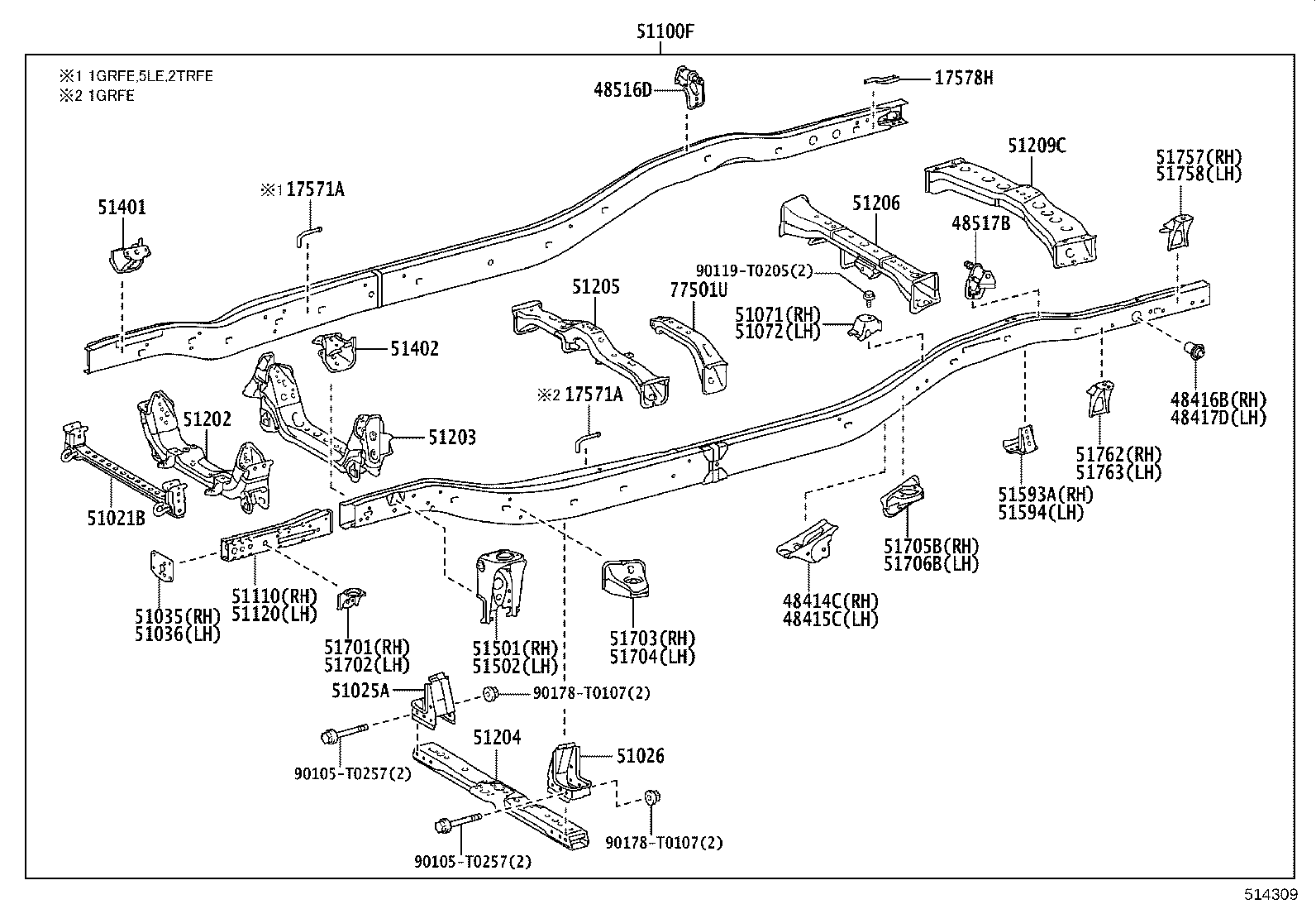 51001-KK243 FRAME SUB-ASSY product image