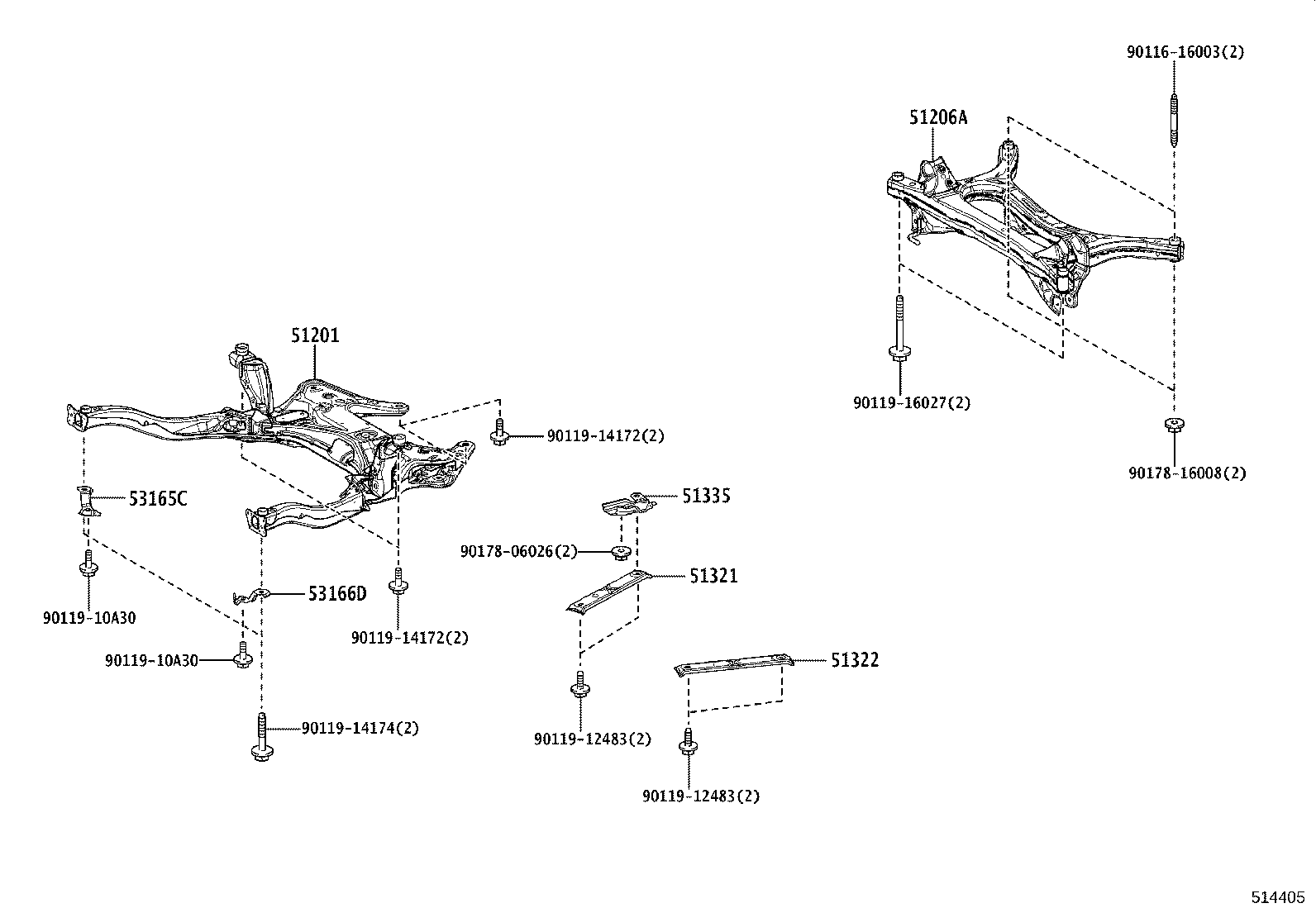 51206-12201 MEMBER SUB-ASSY, REAR SUSPENSION product image