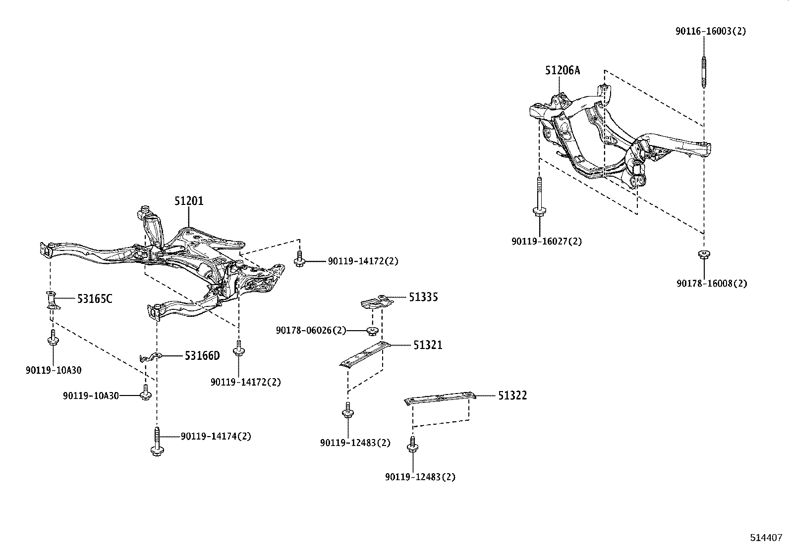 51206-12201 MEMBER SUB-ASSY, REAR SUSPENSION product image