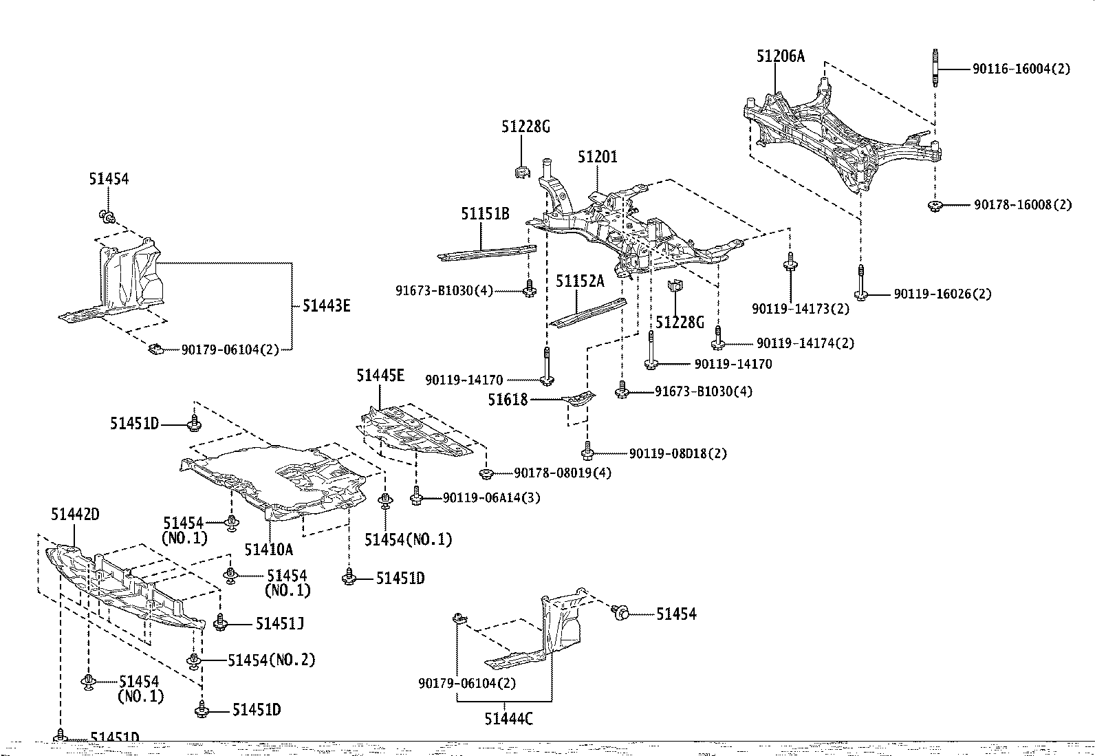 51206-76040 MEMBER SUB-ASSY, REAR SUSPENSION product image