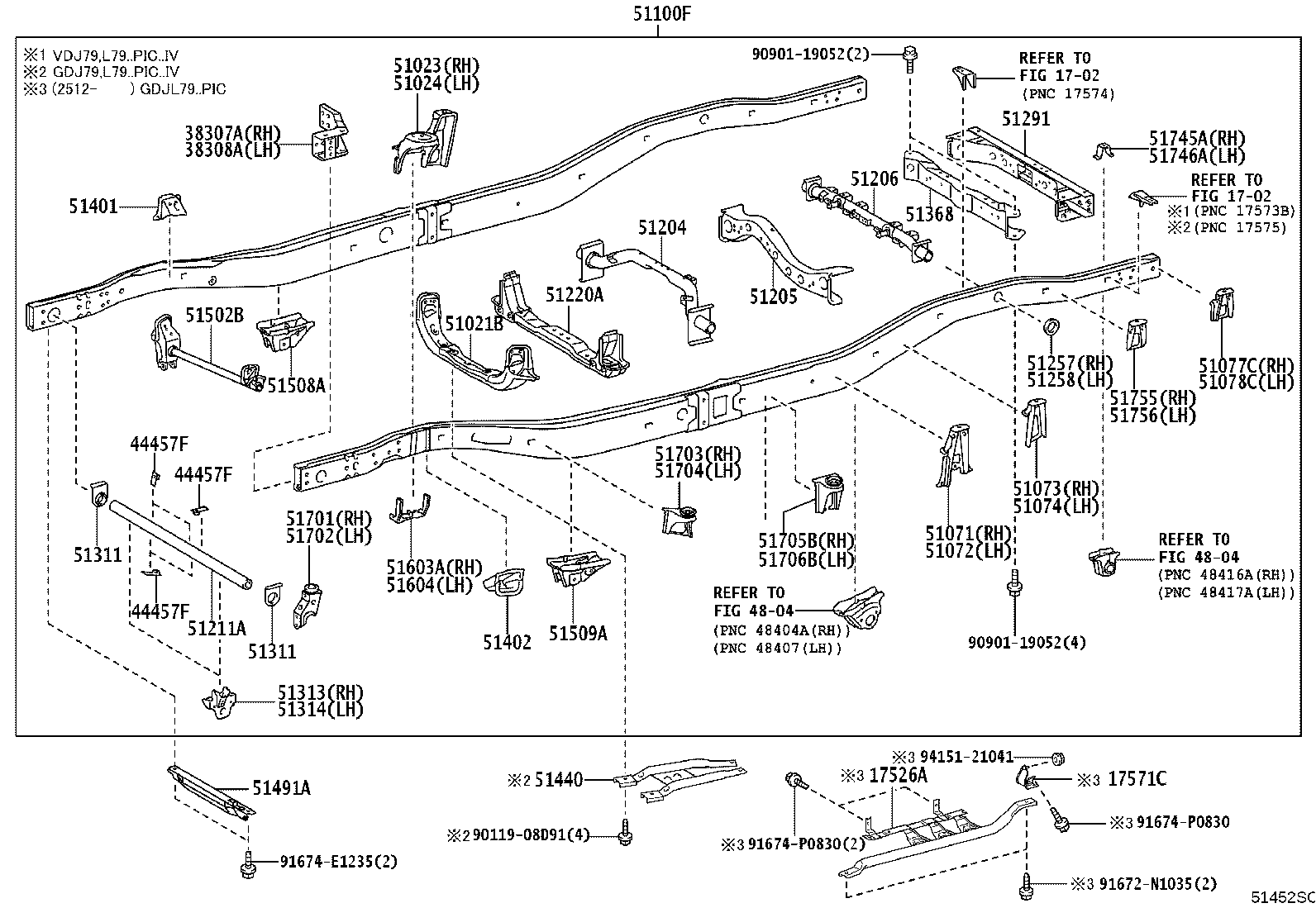 51073-60010 BRACKET SUB-ASSY, REAR BODY MOUNTING, NO.2 RH product image