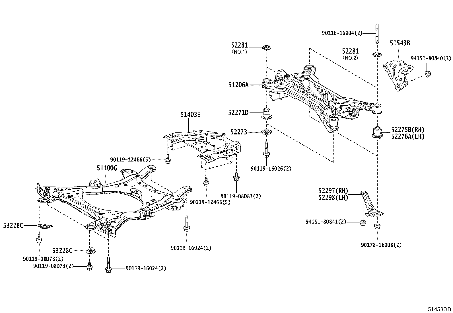 51200-42014 MEMBER SUB-ASSY, REAR SUSPENSION product image