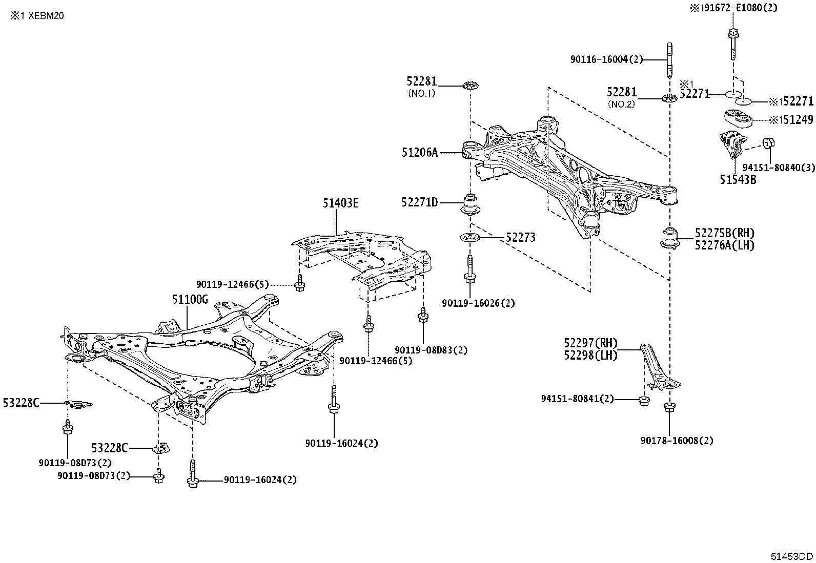 51200-42014 MEMBER SUB-ASSY, REAR SUSPENSION product image
