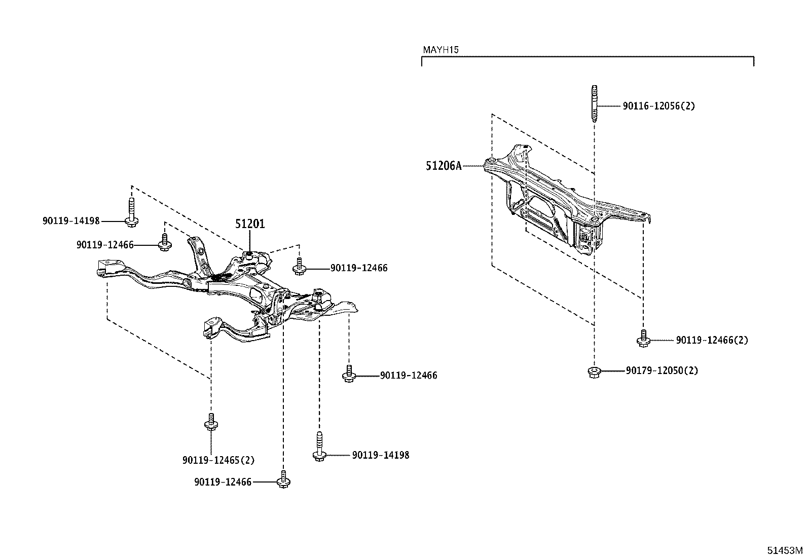 51206-52030 MEMBER SUB-ASSY, REAR SUSPENSION product image