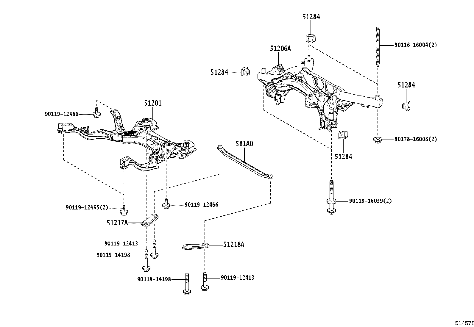 51206-52040 MEMBER SUB-ASSY, REAR SUSPENSION product image