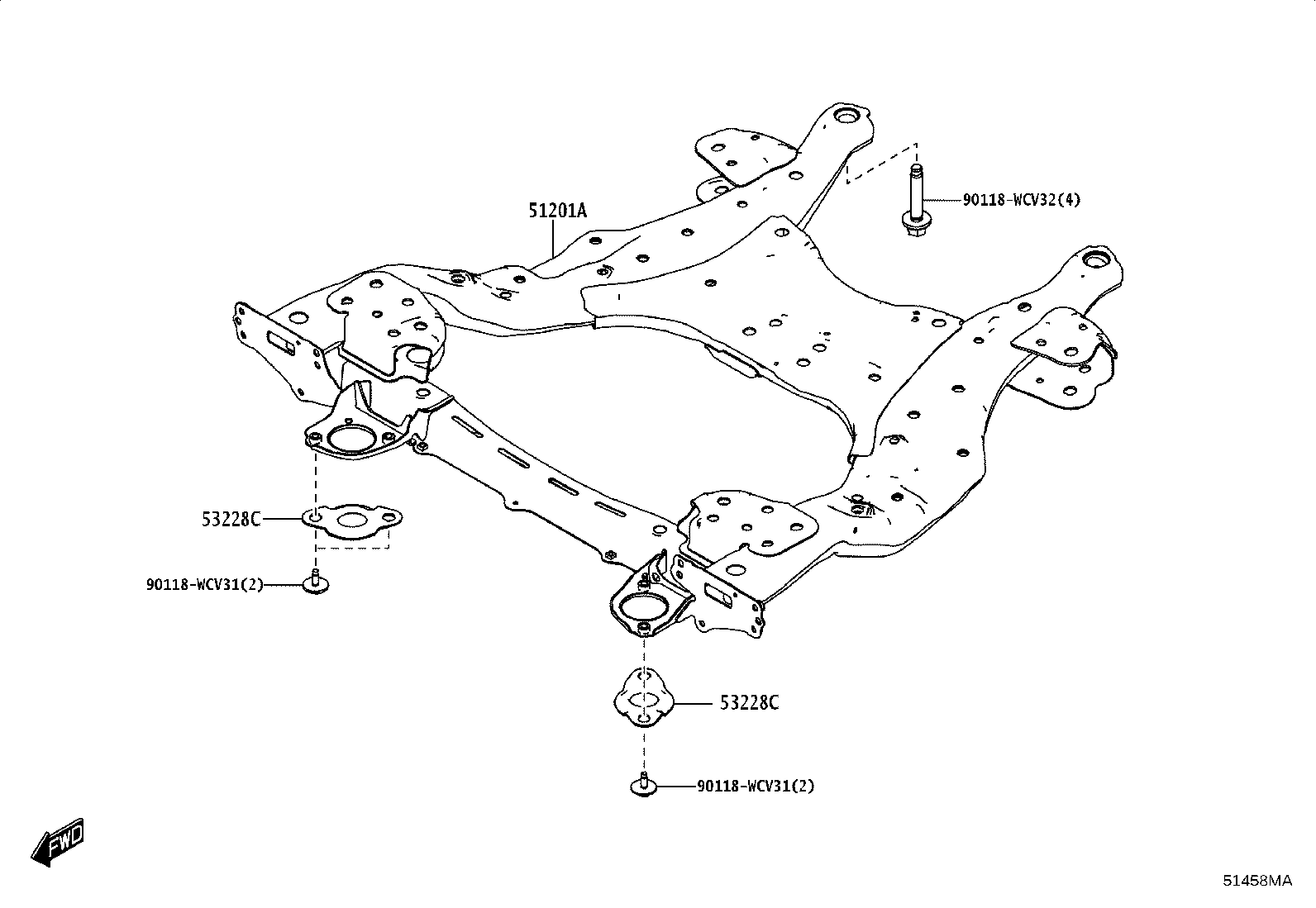 51206-WC002 MEMBER SUB-ASSY, REAR SUSPENSION product image