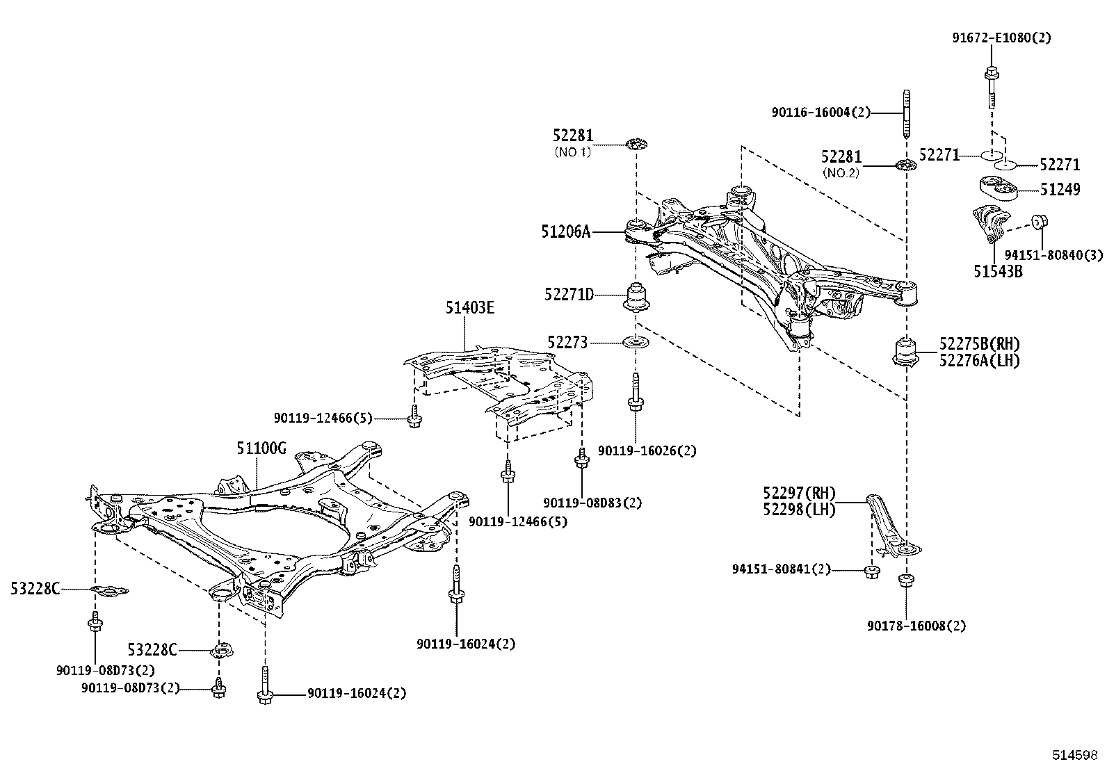 51200-42040 MEMBER SUB-ASSY, REAR SUSPENSION product image